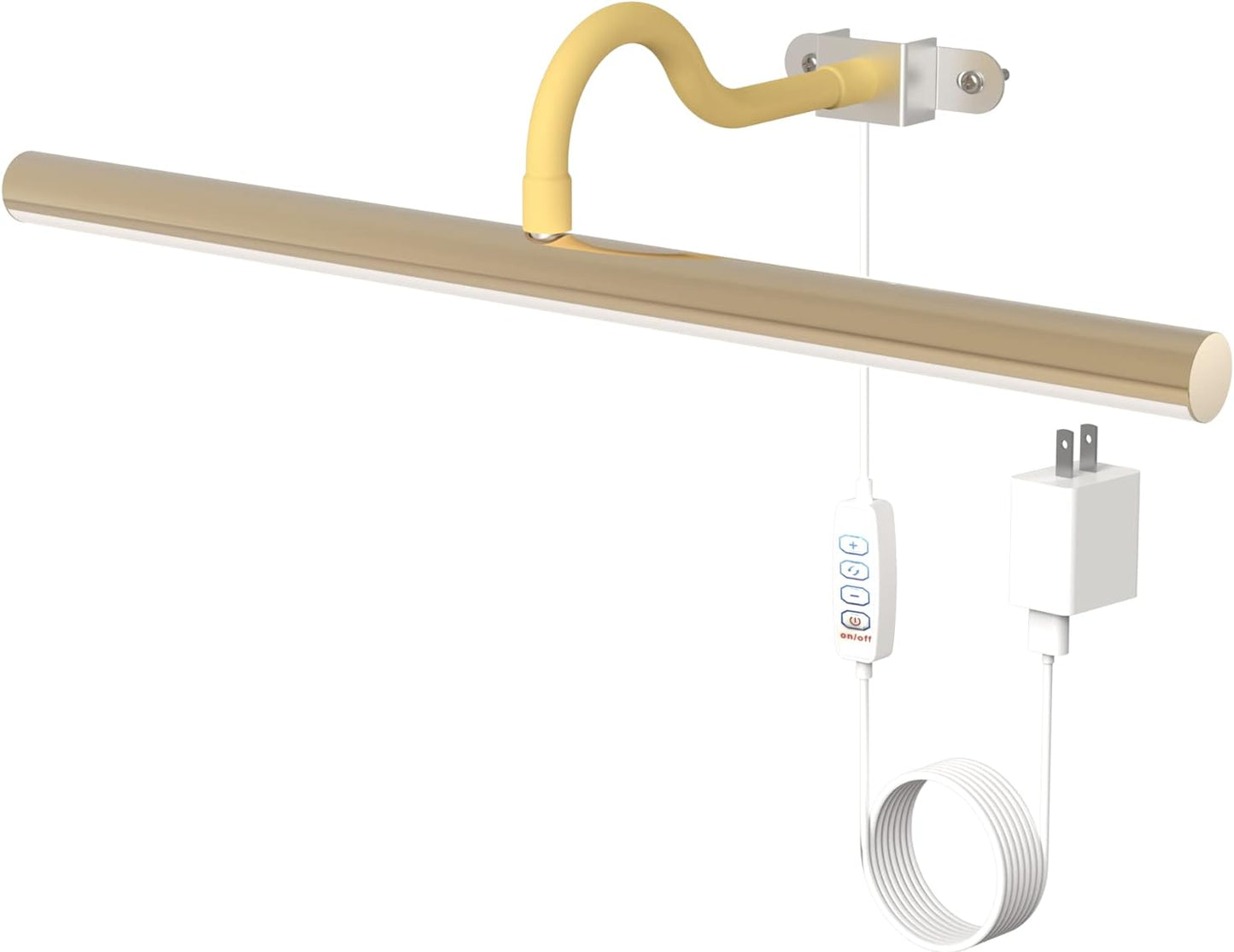 Picture Light, Metal Art Lamp with 3 Lighting Modes,10W LED16.6inch Dimmable Dartboard Light,9.9ft Length USB Cable Power Supply(Adapter Plug Included),Gooseneck Arm at Any Angle (Gold)