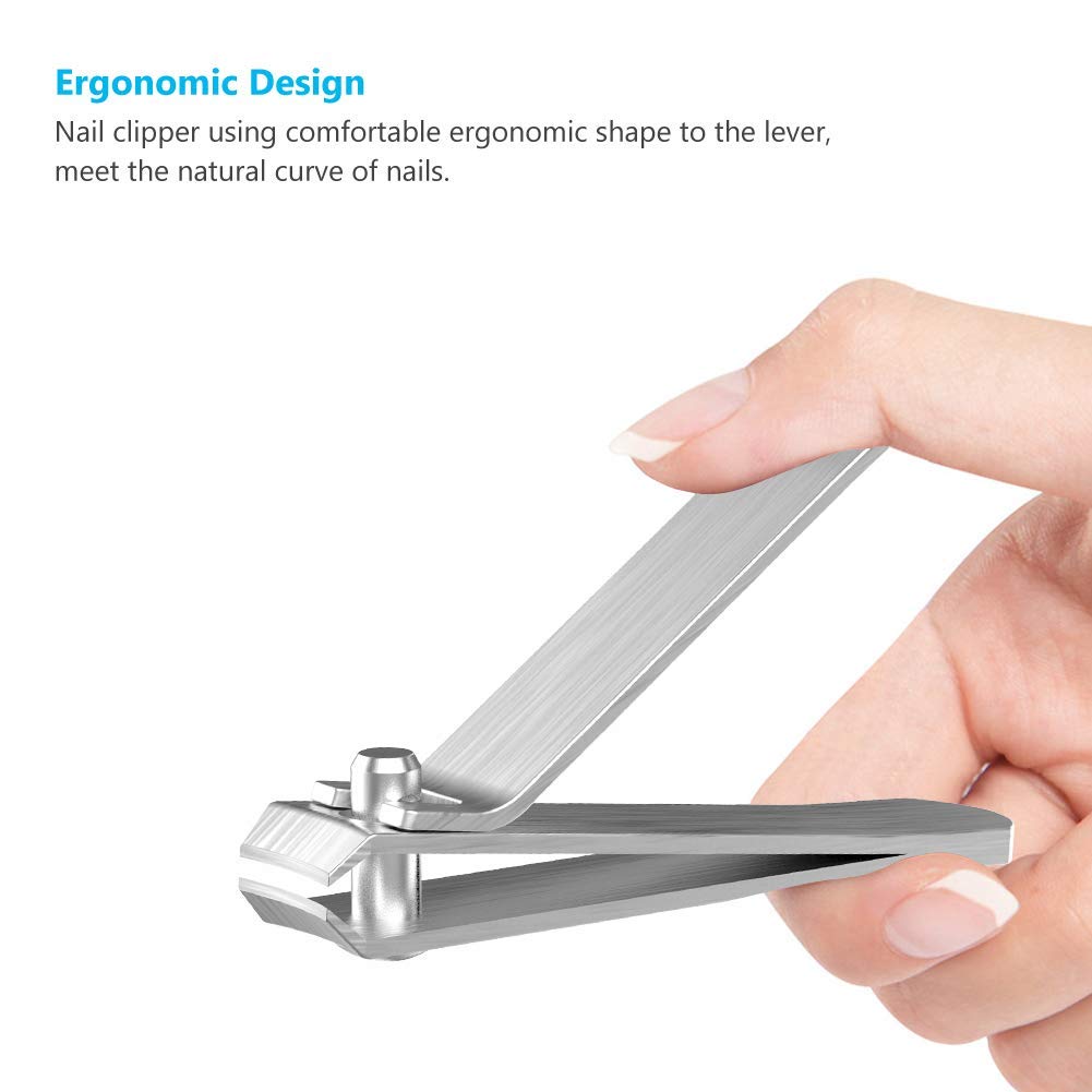Nail Clippers Set Professional Fingernails Toenails Cutter and Nail File Sharp Nail Cutter 3 in 1 with Premium Black Leather Case