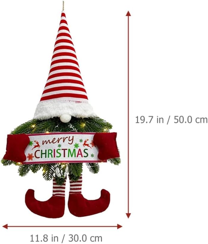 Merry Christmas Wreath with Led Lights, Santa Claus Decoration Wreaths for Front Door, Christmas Tree Decor for Windows, Showcases, Closets, Bookcases, Parties and Festivals