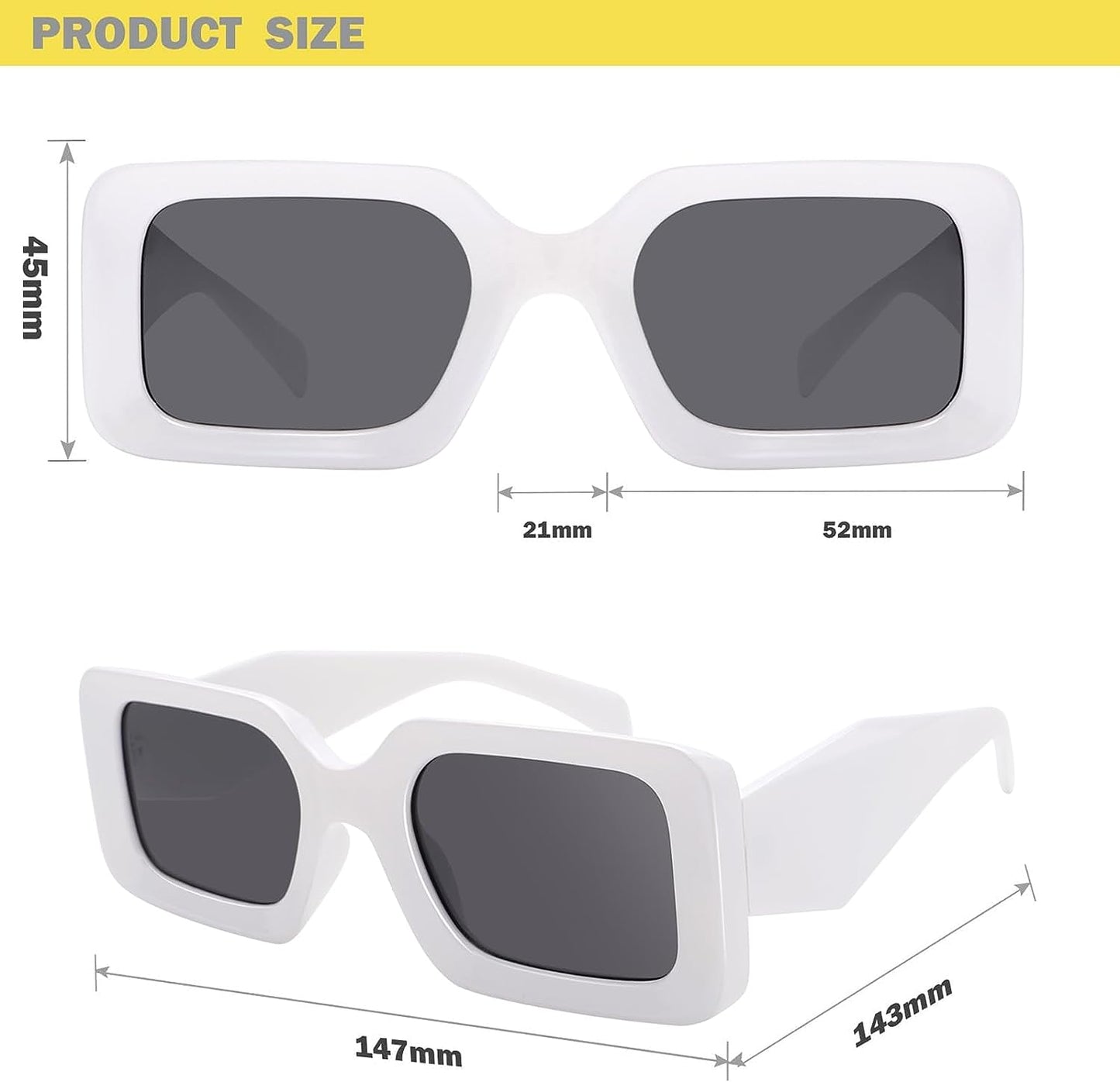 Trendy Rectangle Sunglasses for Women Men Retro Square 90s Sun Glasses Fashion Y2k Shades