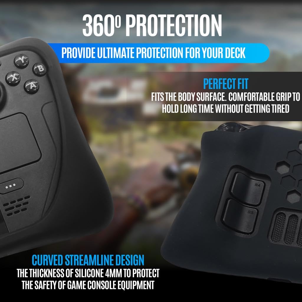 Silicone Steam Deck Case & Handheld Steam Deck Bag - A set of upgraded Steam Deck Console & Accessories — Travel-Friendly Carrying Case with Shock-proof, Anti-Slip & Scratch Steam Deck Protective Case