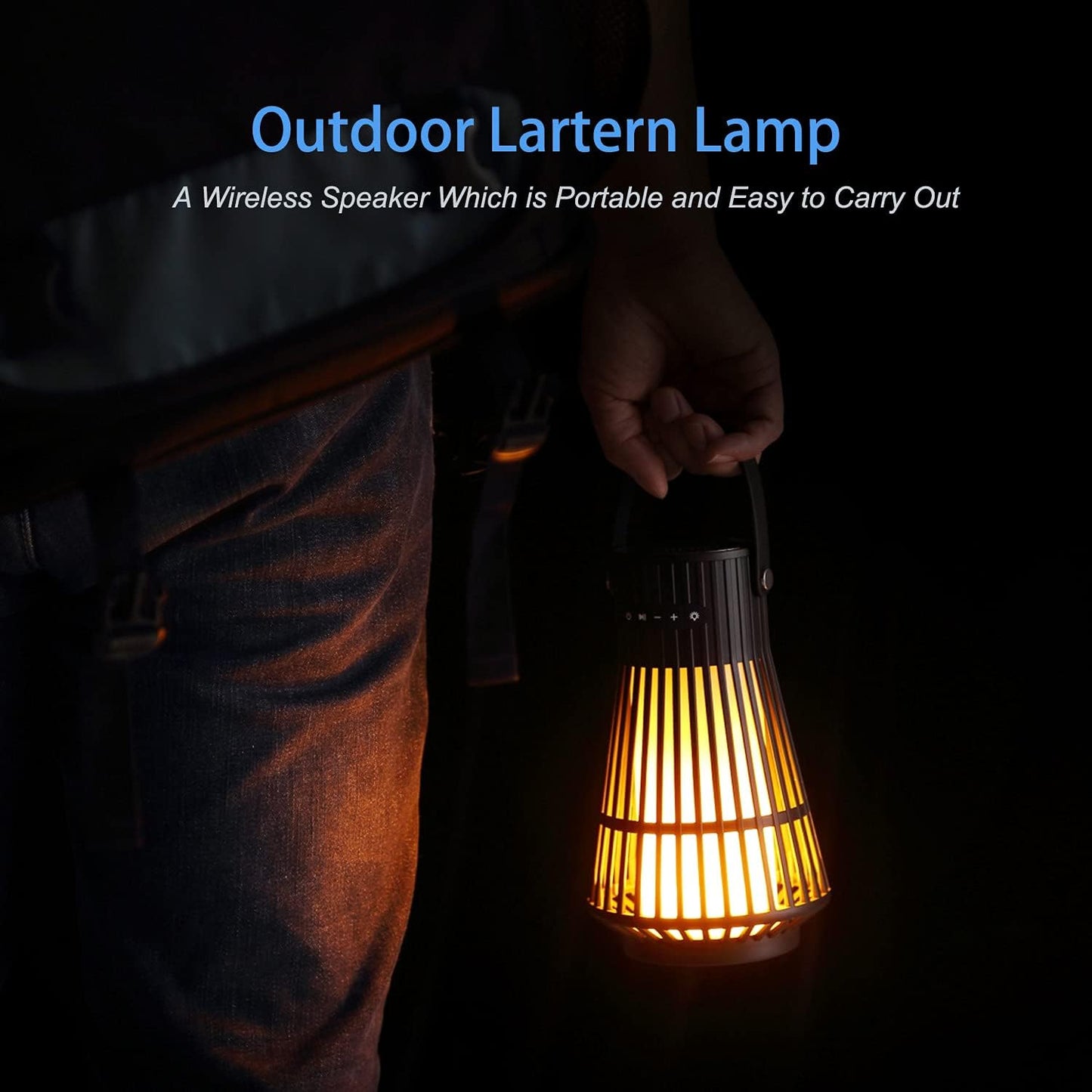 Outdoor Bluetooth Speaker, Wireless Speaker Waterproof with Torch Light BT5.2, Unique Birthday Gifts for Men Women Mom Dad, Flame Lamp for Party