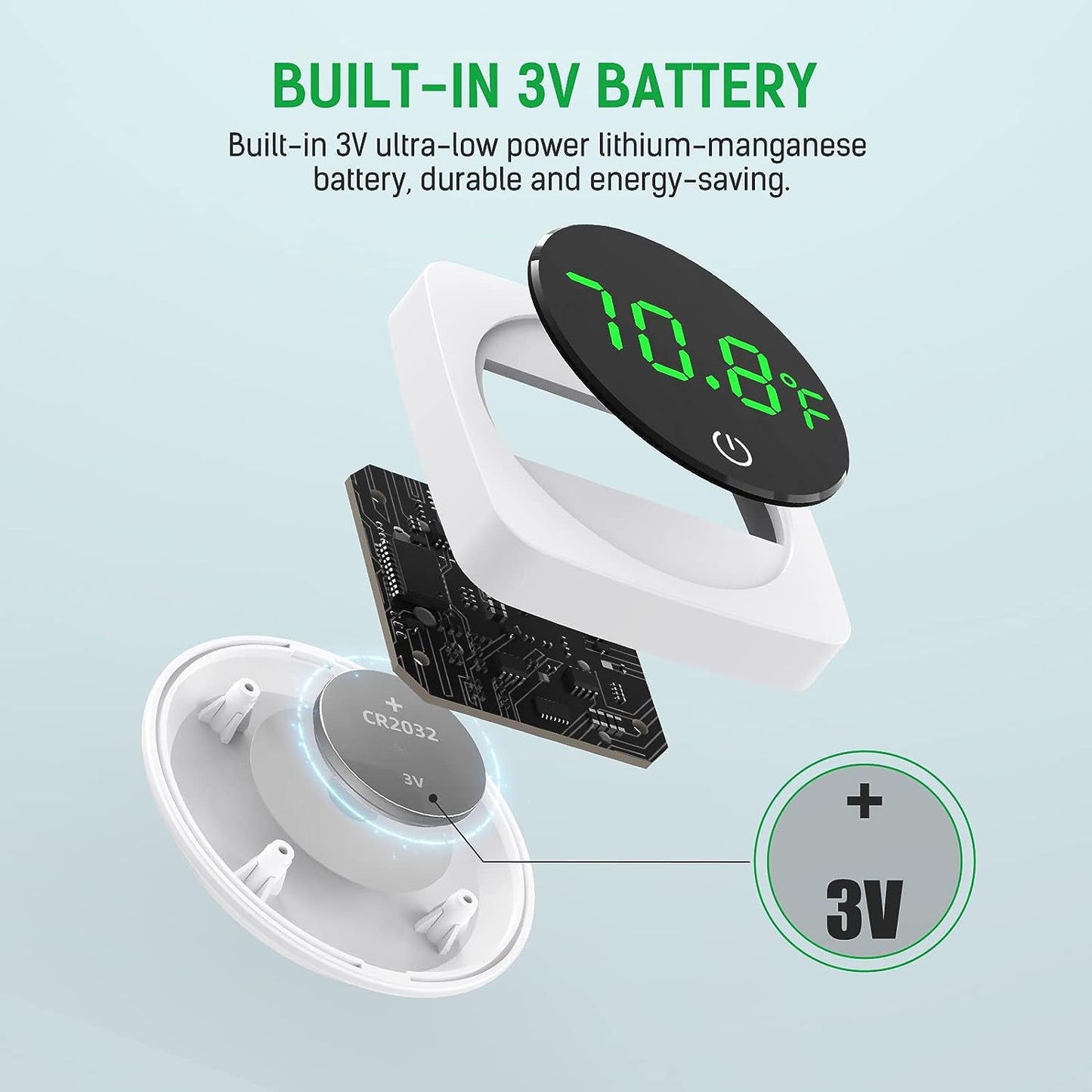 Digital Aquarium Thermometer, LED Display Thermometer for Aquarium Fish Tank, High Accurate to ±0.9°F, Touch & Sleep Mode, Thermometer with Temperature Sensor on The Back for Fish, Turtles