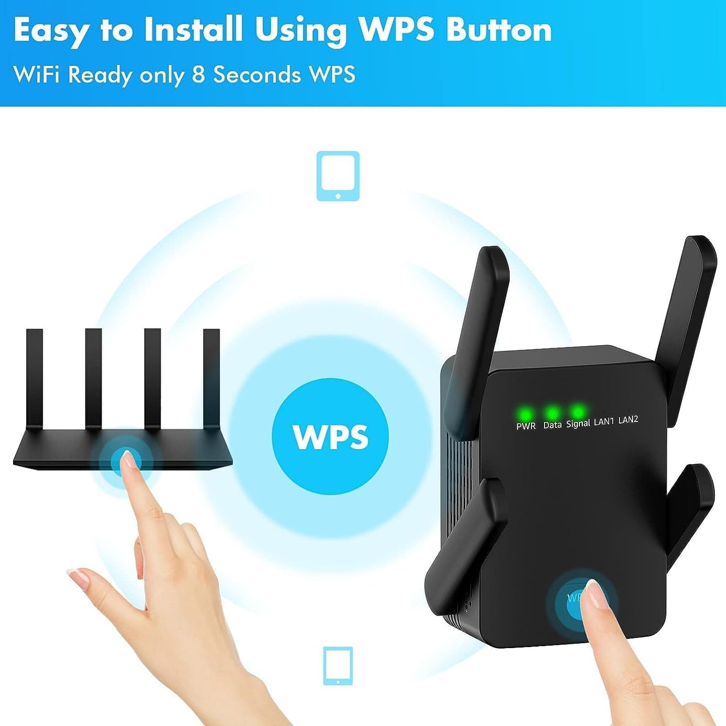 Fastest WiFi Extender/Booster | 2023 Release Up to 74% Faster | Broader Coverage Than Ever WiFi Signal Booster for Home | Internet/WiFi Repeater, Covers Up to 8470 Sq.ft, w/Ethernet Port,1-Tap Setup