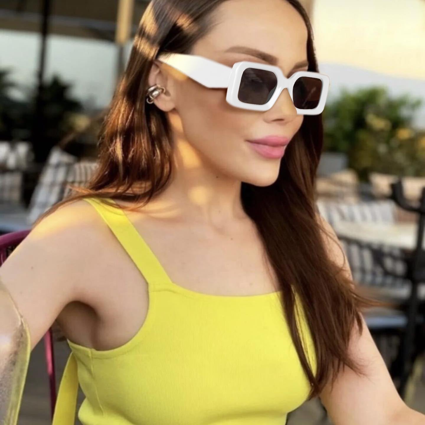 Trendy Rectangle Sunglasses for Women Men Retro Square 90s Sun Glasses Fashion Y2k Shades