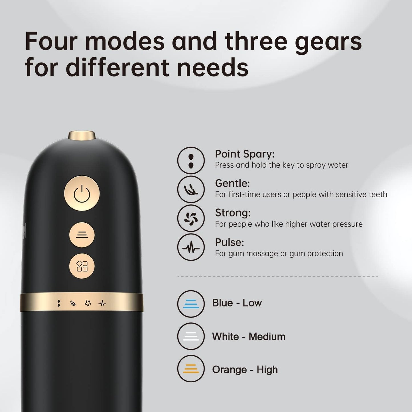 Water Dental Flosser for Teeth, Tricklet Cordless Oral Irrigator with 4 Modes and 3 Gears, IPX7 Waterproof, Portable USB Rechargeable Water Dental Picks for Home and Travel Black