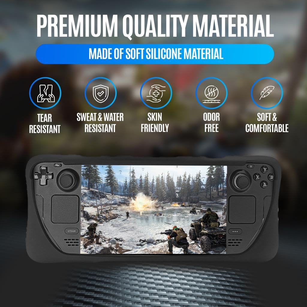 Silicone Steam Deck Case & Handheld Steam Deck Bag - A set of upgraded Steam Deck Console & Accessories — Travel-Friendly Carrying Case with Shock-proof, Anti-Slip & Scratch Steam Deck Protective Case