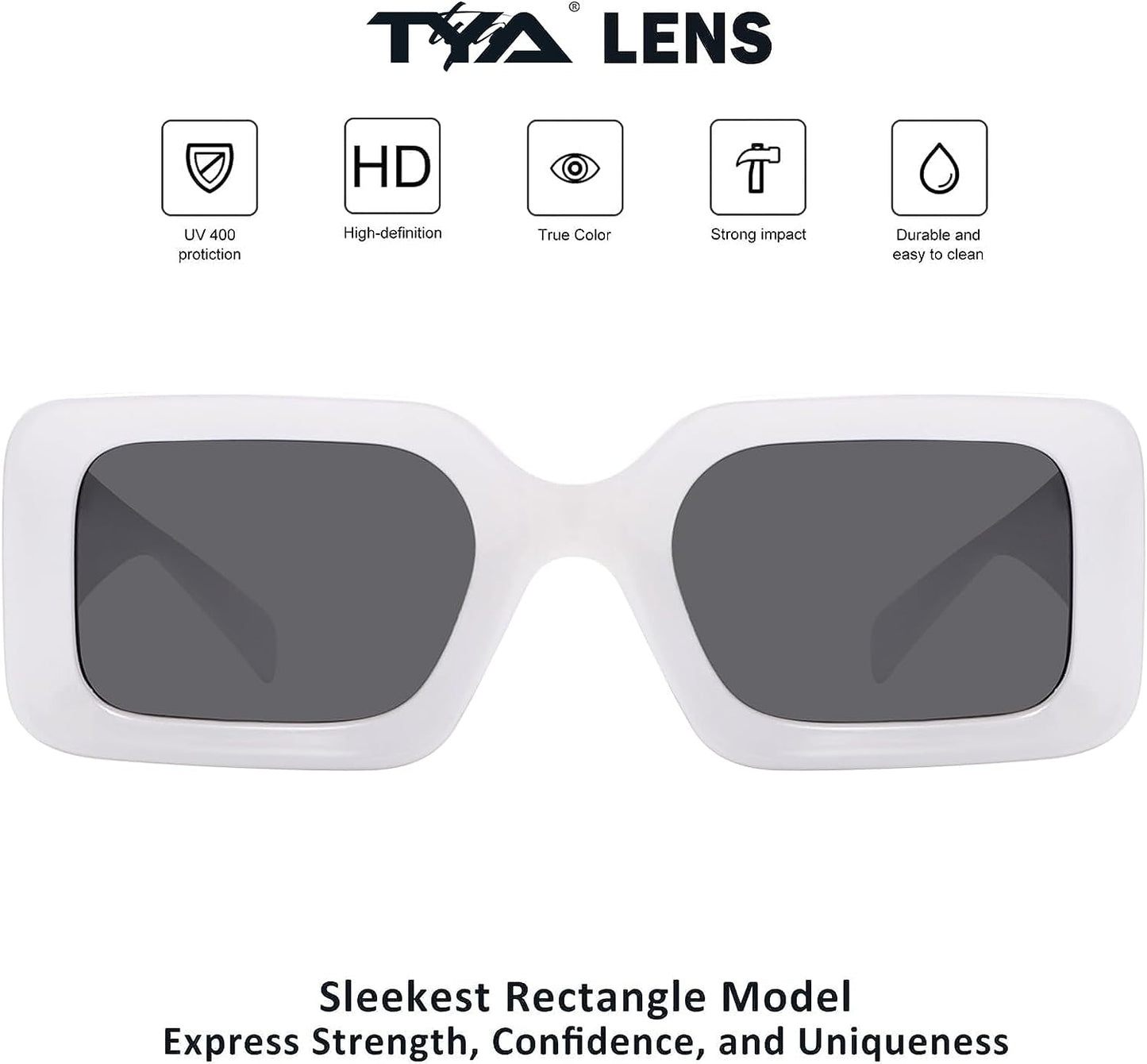 Trendy Rectangle Sunglasses for Women Men Retro Square 90s Sun Glasses Fashion Y2k Shades