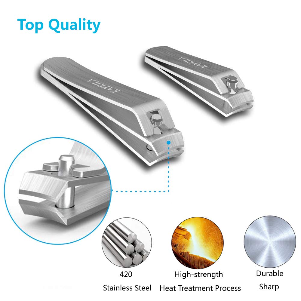 Nail Clippers Set Professional Fingernails Toenails Cutter and Nail File Sharp Nail Cutter 3 in 1 with Premium Black Leather Case