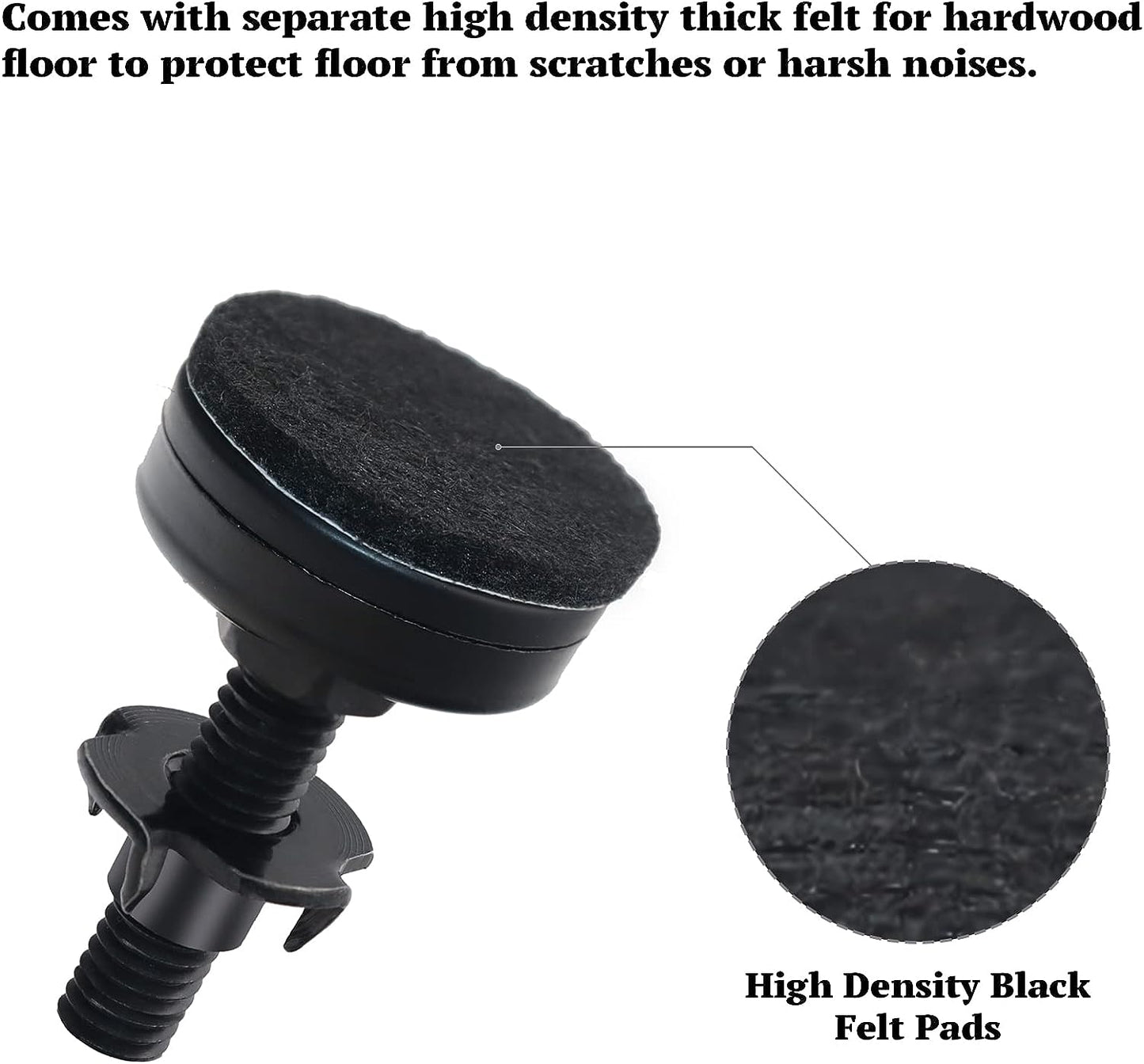 Furniture Leveling Feet, Heavy Duty Leveling Feet Furniture Levelers Adjustable Leg Levelers for Cabinets Sofa Tables Chairs Raiser, Support 1320LBs, T- Nut Kit 3/8”-16 Thread, 4 Pack, Black