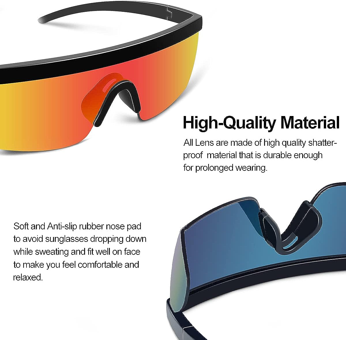 VIYAQIBEI Cycling Glasses UV400, Polarized Sports Sunglasses with 4 Lenses, Cycling Sunglasses with Shield Glasses