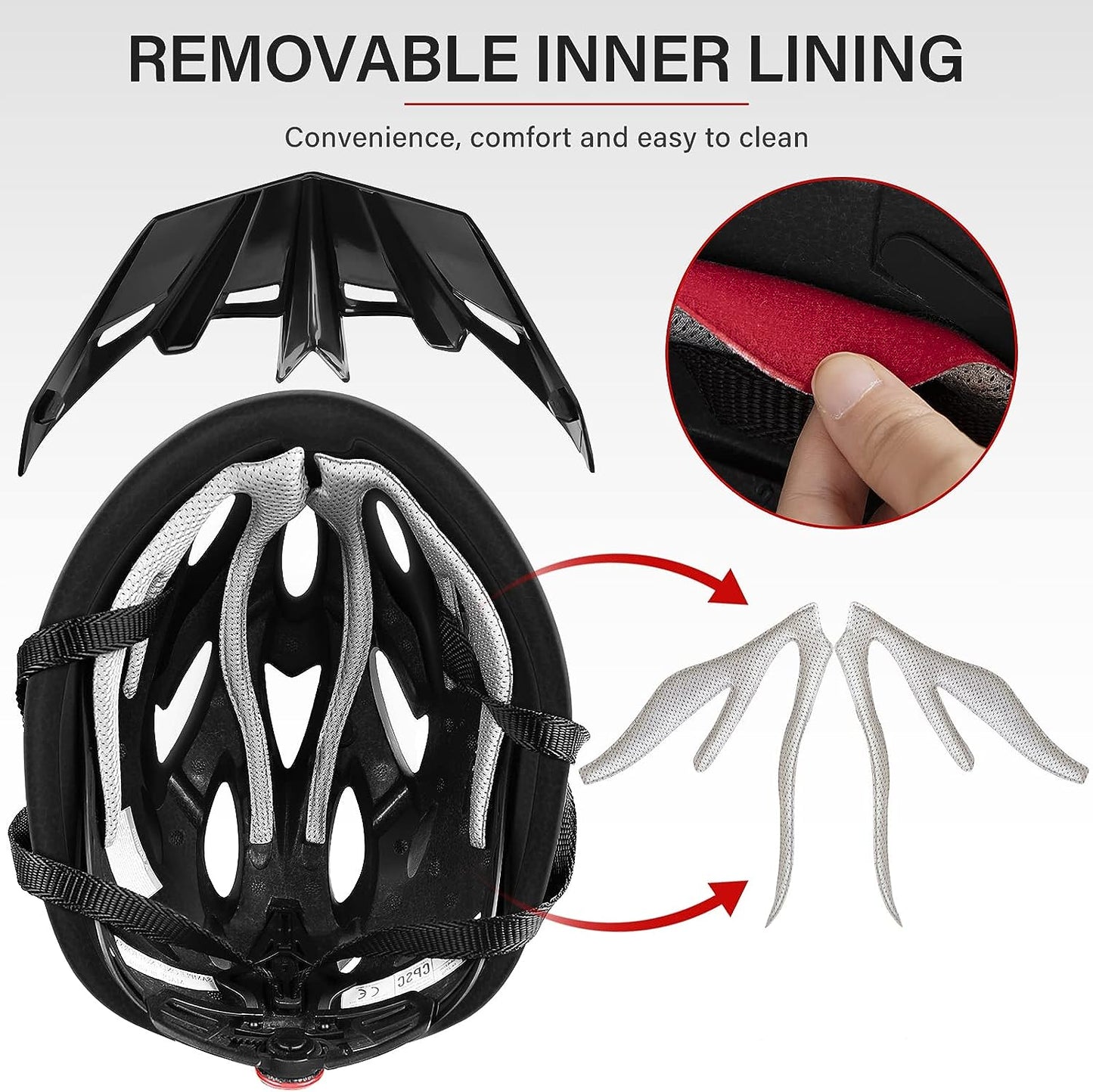 Bike Helmet, Adult Bicycle Helmet Adjustable Size, Mountain Bike Helmets with Removable Sun Visor - Adult Road Bicycle Helmets Lightweight for Men Women Cycling