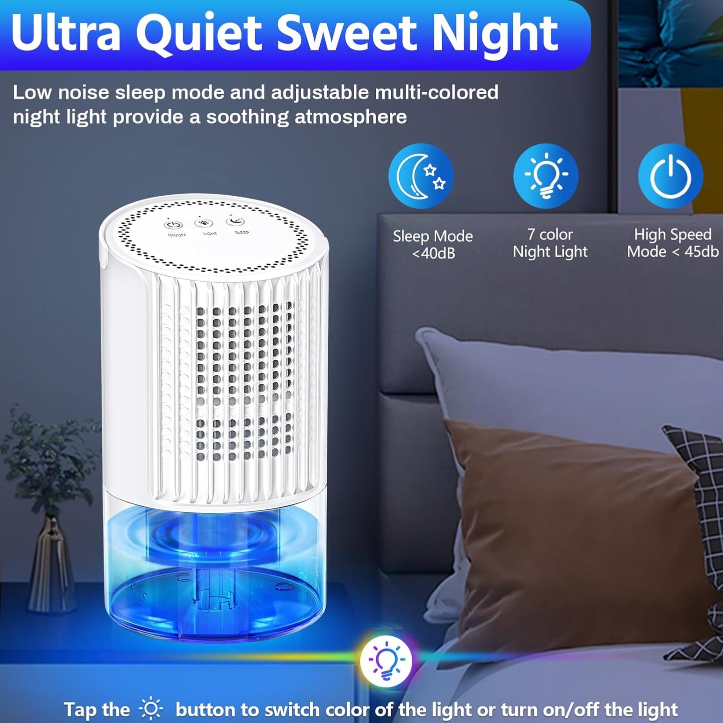 Dehumidifiers for Home - 35oz Bathroom Dehumidifier Portable Small Dehumidifier with Auto Defrost Function,2 Working Modes,Smart Auto-Off,Ultra Quiet for Bedroom,Basement,Room,Wardrobe,Kitchen - White