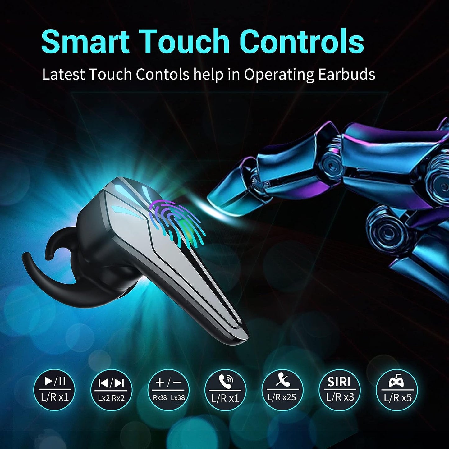 Wireless Earbuds Noise Cancel,48 Hours Playtime Low latency Gaming Earbuds 5.3 Bluetooth Headphone IPX5 Waterproof Immersive Deep Bass Bluetooth Earbuds Compatible with Apple & Android&PS4/PS5