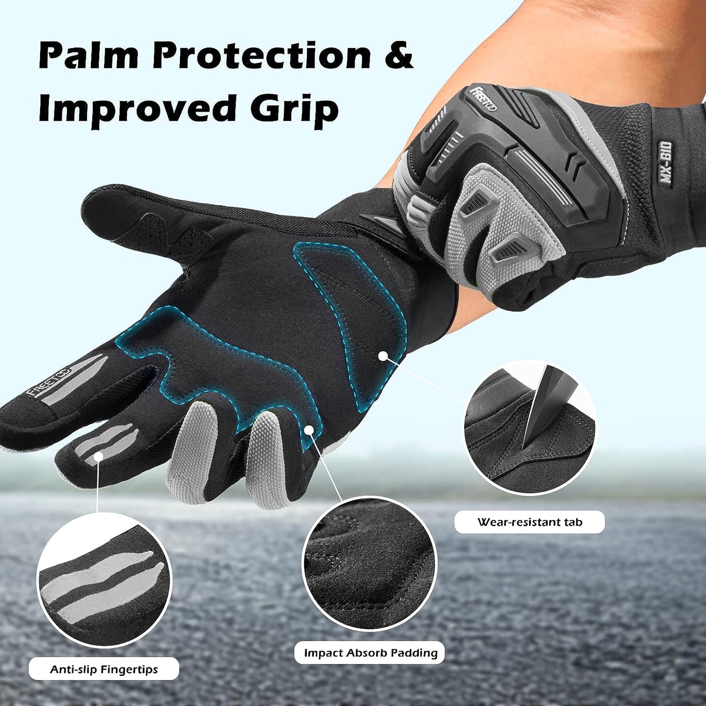 Dirt Bike Gloves 2022, Mountain Bike Gloves with Knuckle Protection Optimal Airflow MTB Gloves, Anti-Slip Motocross Motorcycle Riding Gloves for Sim Racing ATV BMX MX Touchscreen Compatible
