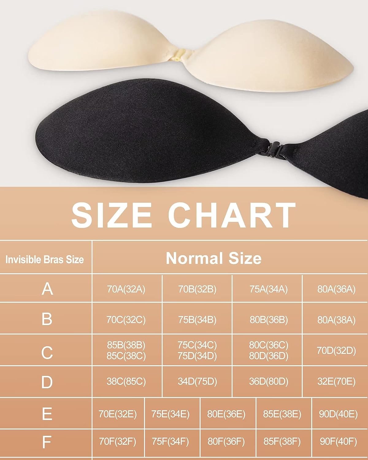 Adhesive Bra Push Up for Women 2 Pair, Sticky Invisible Lifting Bra, Backless Strapless Bras for Dress with Pasties