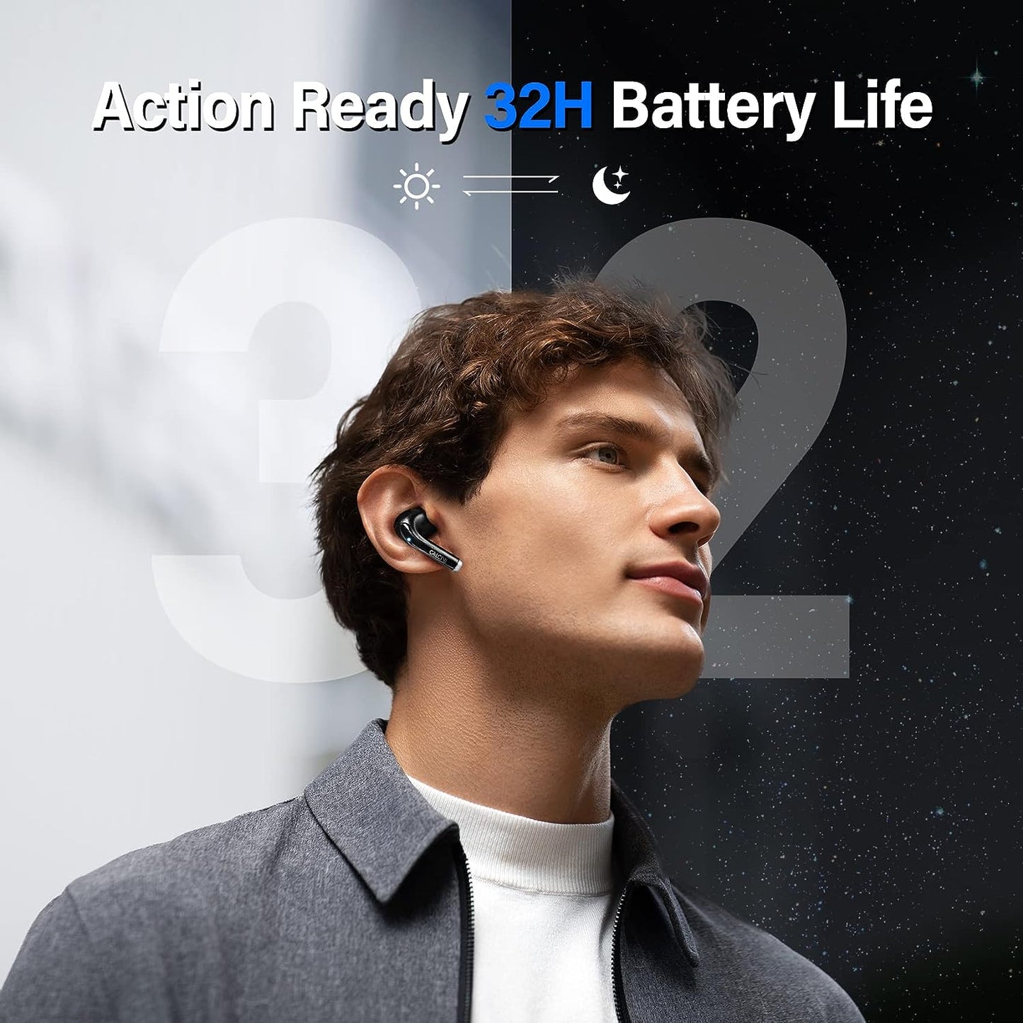 True Wireless Earbuds, Bluetooth Headphones 5.3 for iPhone, Stereo in-Earphones with LED Power Display 32H Playtime IP7 Waterproof TWS Headset for Samsung Android iOS Sport 2023 Upgrade