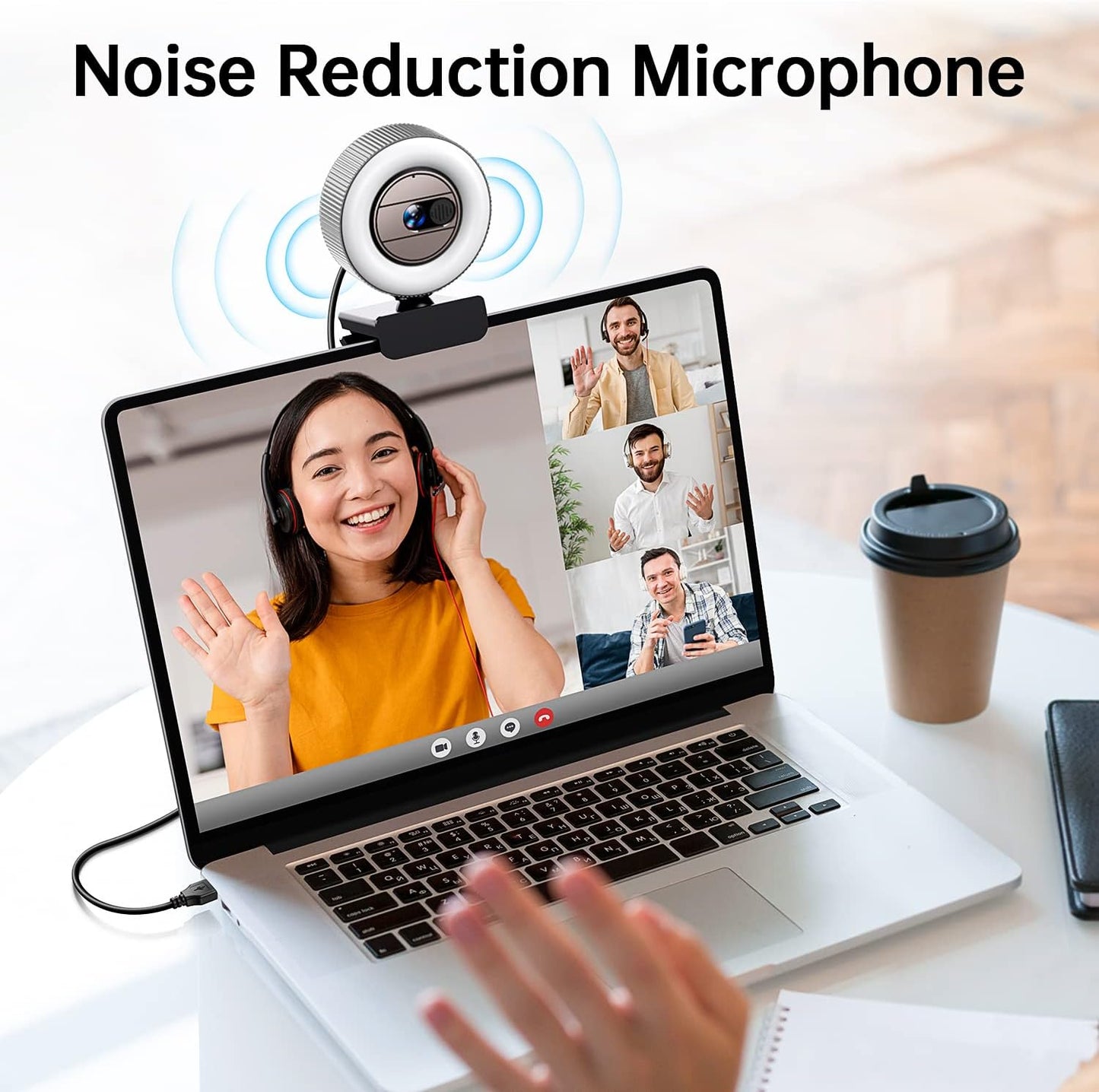 2K QHD Webcam with Microphone and Ring Light, G910 Web Camera Privacy Cover, USB Plug&Play Computer Camera for PC/Desktop/Laptop/Mac, Streaming Camera for Video Conferencing