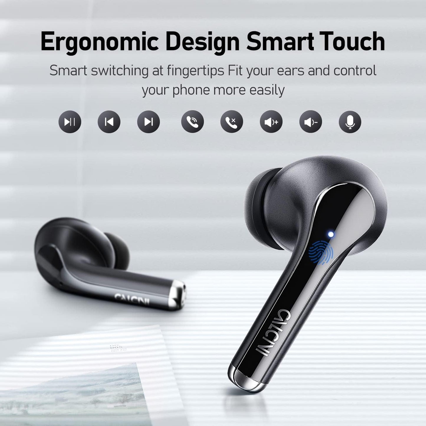 True Wireless Earbuds, Bluetooth Headphones 5.3 for iPhone, Stereo in-Earphones with LED Power Display 32H Playtime IP7 Waterproof TWS Headset for Samsung Android iOS Sport 2023 Upgrade