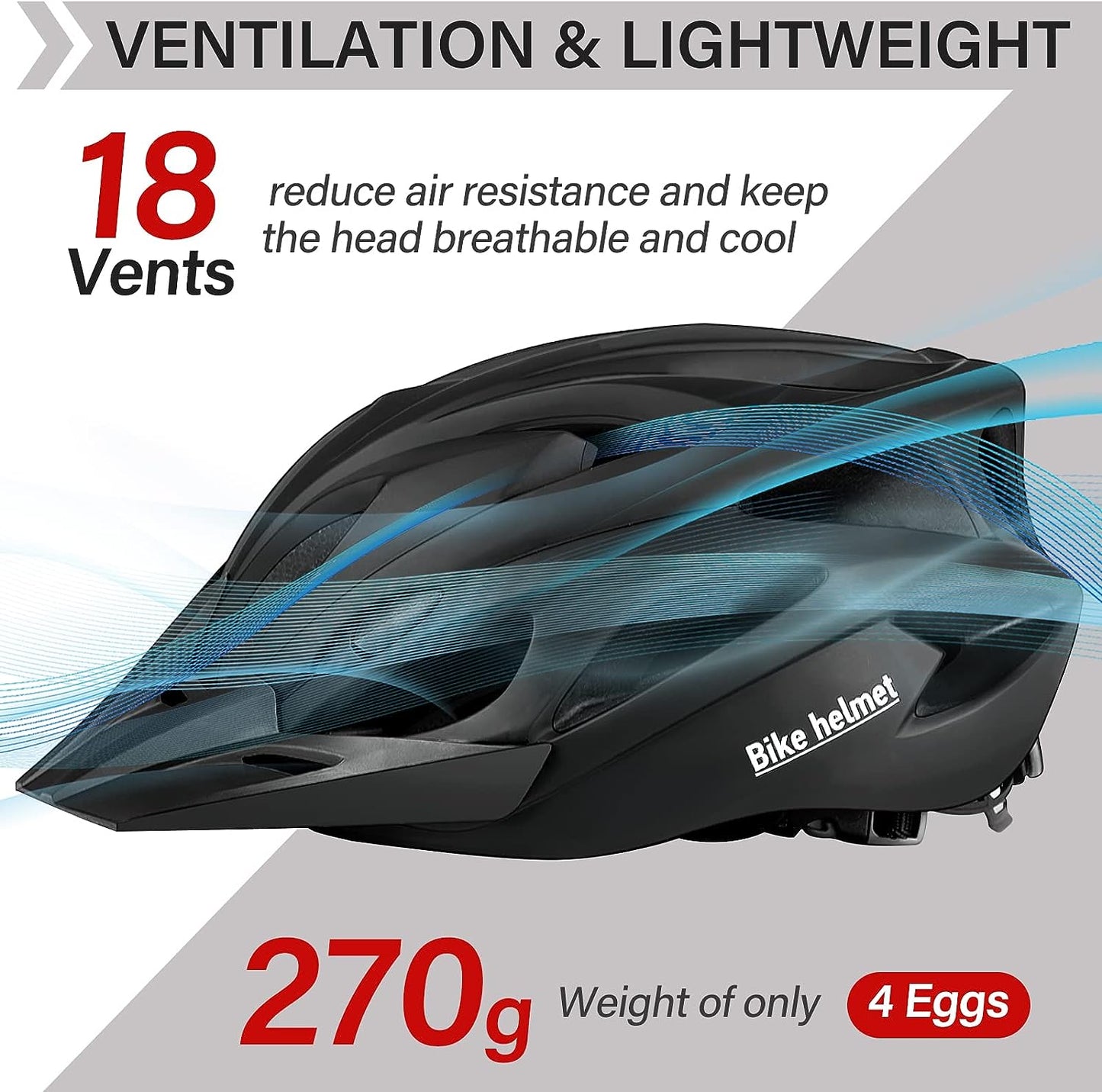 Bike Helmet, Adult Bicycle Helmet Adjustable Size, Mountain Bike Helmets with Removable Sun Visor - Adult Road Bicycle Helmets Lightweight for Men Women Cycling