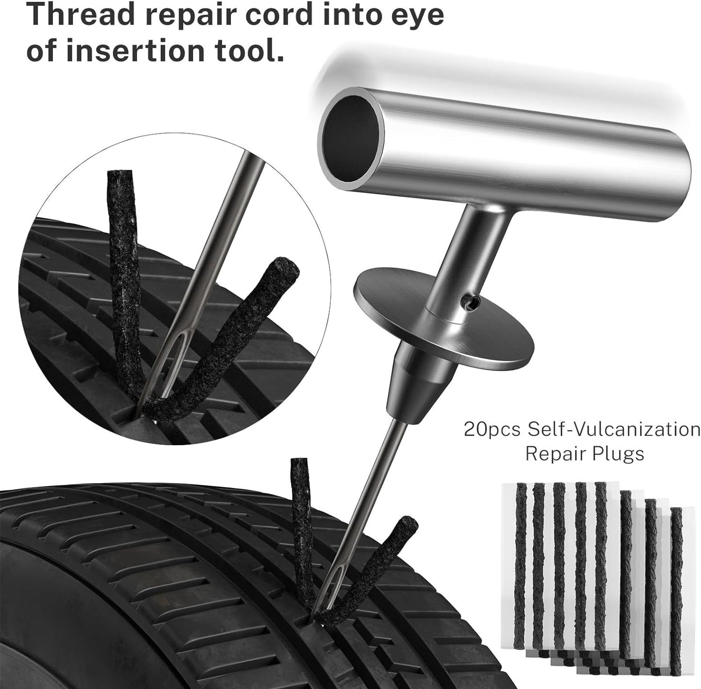 Flat Tire Repair Kit with Plugs 31 Pcs for Car, Motorcycle, ATV, Jeep, Truck, Tractor Flat Tire Puncture Repair…