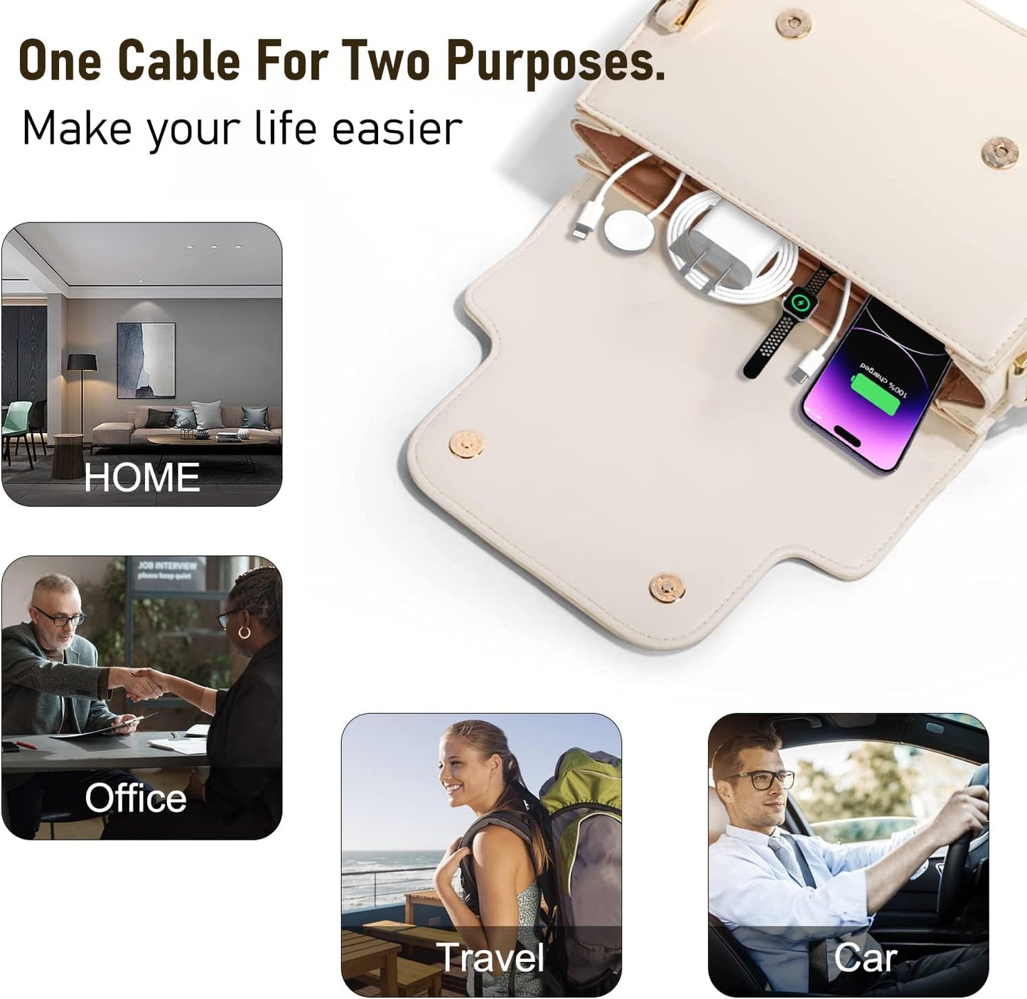 Apple Watch Charger,2023 Upgraded 2 in 1 iPhone and iWatch Wireless Magnetic Fast Charging Cable 6FT with USB-C Charger Block Compatible with Apple Watch Series SE/8/7/6/5/4/3/2/1 & iPhone 14/13/12/11