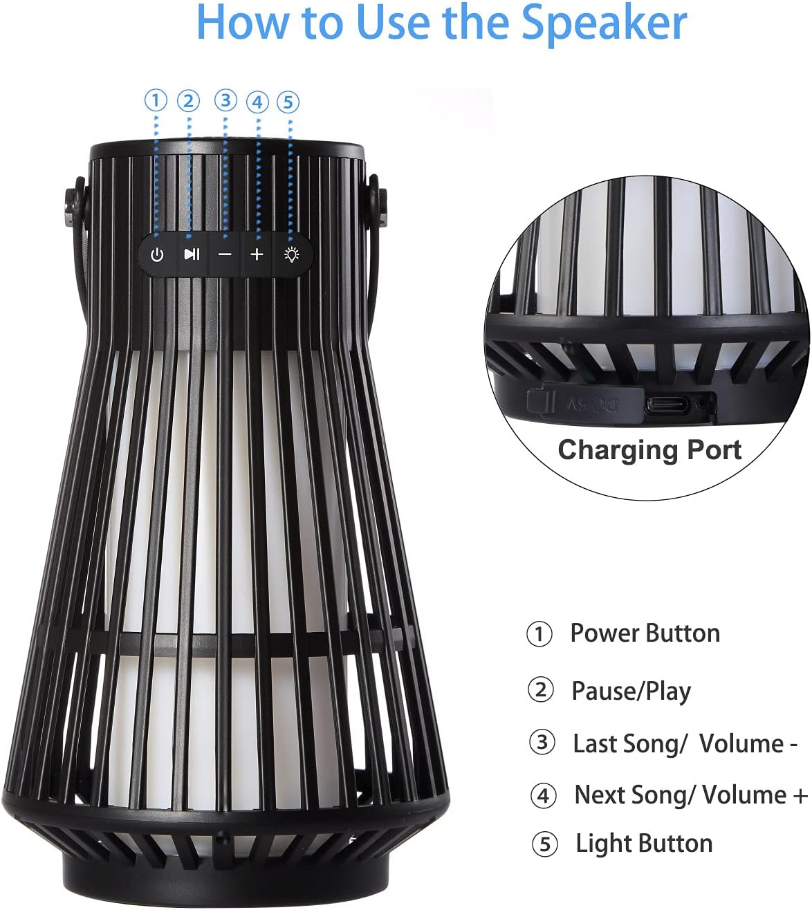 Outdoor Bluetooth Speaker, Wireless Speaker Waterproof with Torch Light BT5.2, Unique Birthday Gifts for Men Women Mom Dad, Flame Lamp for Party