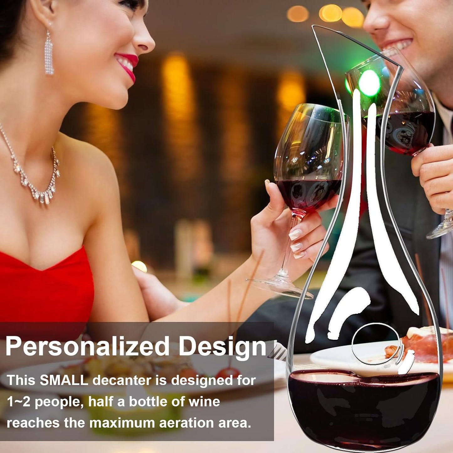 Wine Decanter - Lead-free Crystal Glass Wine Decanters and Carafes - Red Wine Pitcher - 1200ml/40oz Wine Aerator with Cleaning Brush