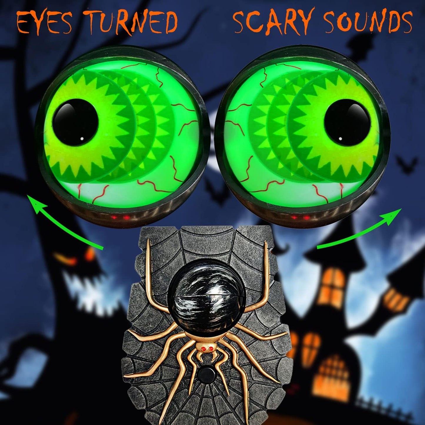 Halloween Decorations Scary Rolling Eyeball Hocus Pocus Halloween Decor Outdoor/Indoor with Spooky Sounds,Haunted House Halloween Party Prop Decoration