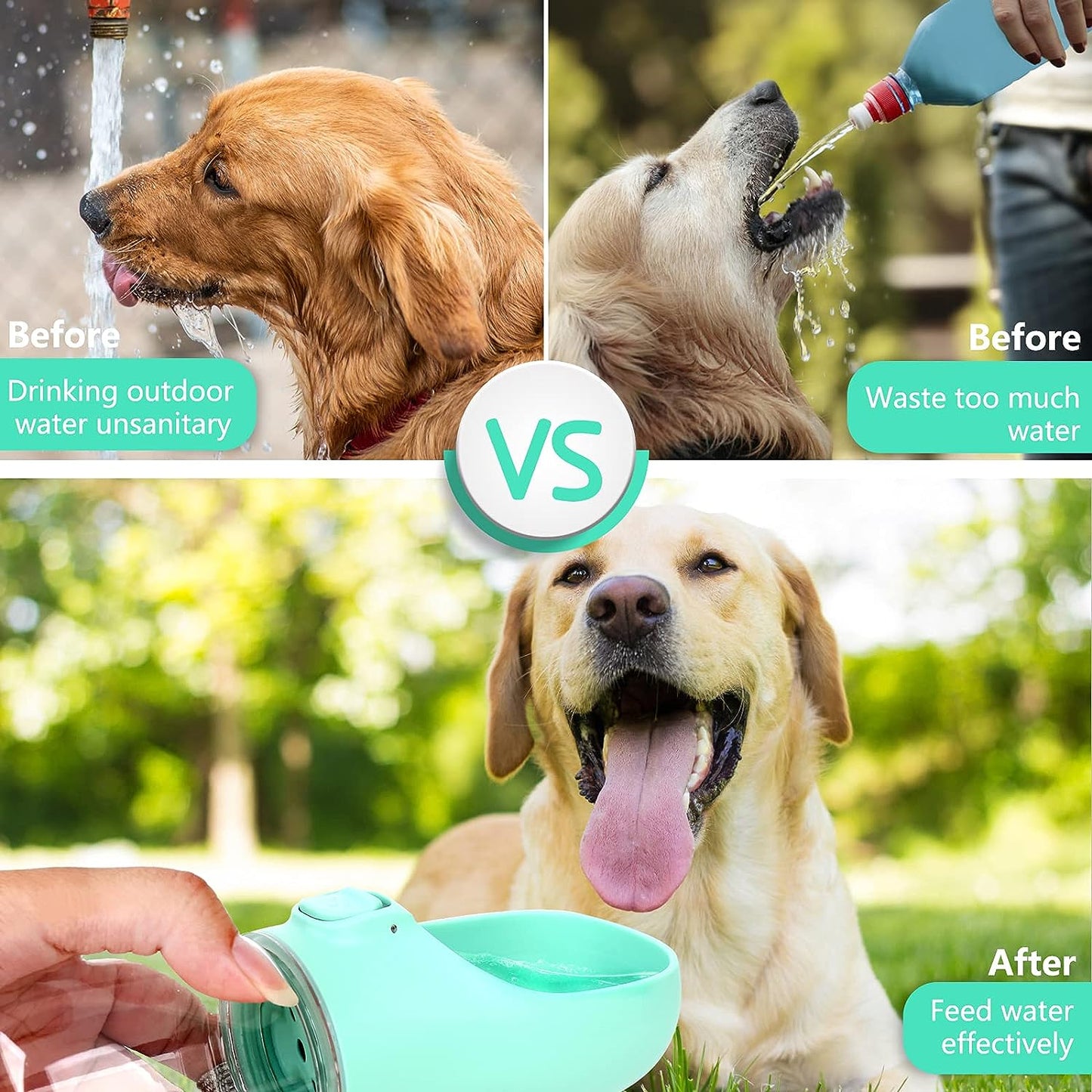 Dog Water Bottle - Leak Proof Dog Water Dispenser for Walking with Strip, Portable Pet Lightweight Water Bottle for Outdoor Walking, Hiking, Travel, Food Grade Plastic (10 Oz)
