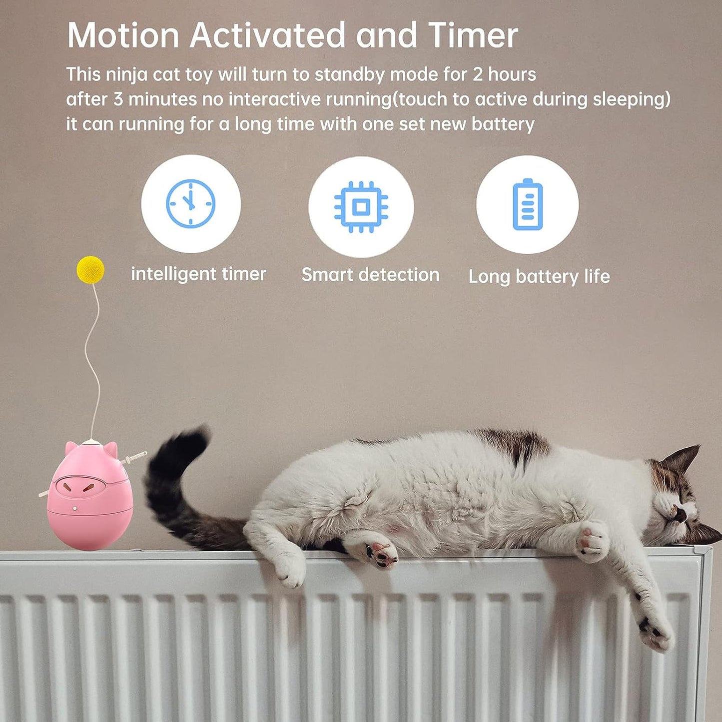 Cat Ball Toy for Indoor Kittens. Automatic Interactive Motion Activated Excersice Timing for Cats/Kitties (Black) ā¦