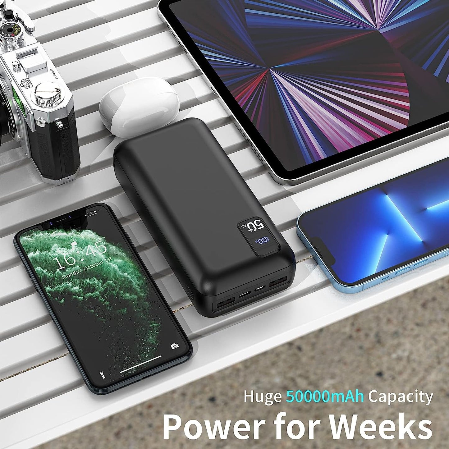 Power Bank 50000mAh 22.5W Fast Charging Portable Charger USB-C Quick Charge with 3 Outputs & 2 Inputs LED Display Huge Capacity External Battery Pack for iPhone, Samsung, iPad etc