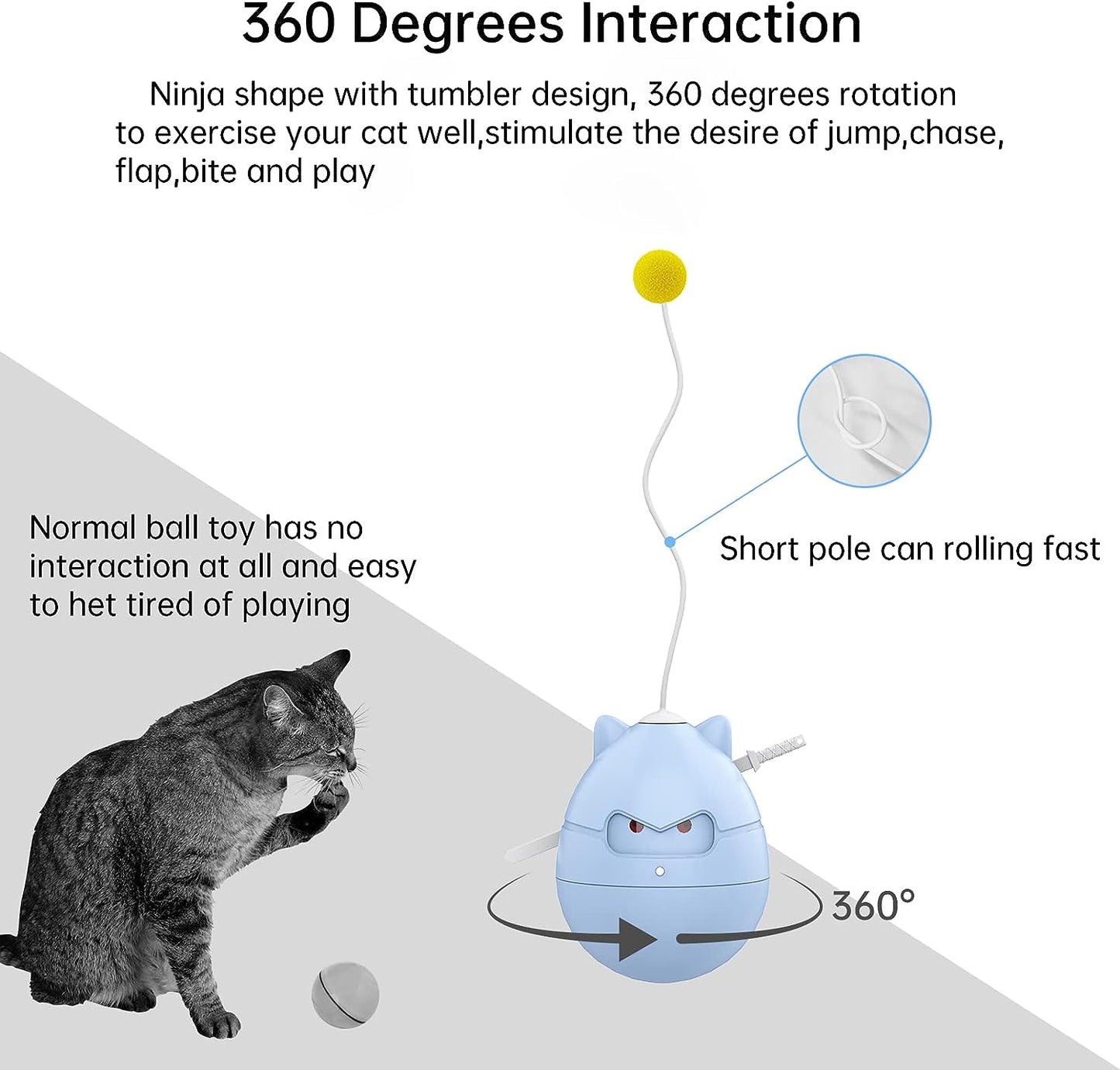 Cat Ball Toy for Indoor Kittens. Automatic Interactive Motion Activated Excersice Timing for Cats/Kitties (Black) ā¦