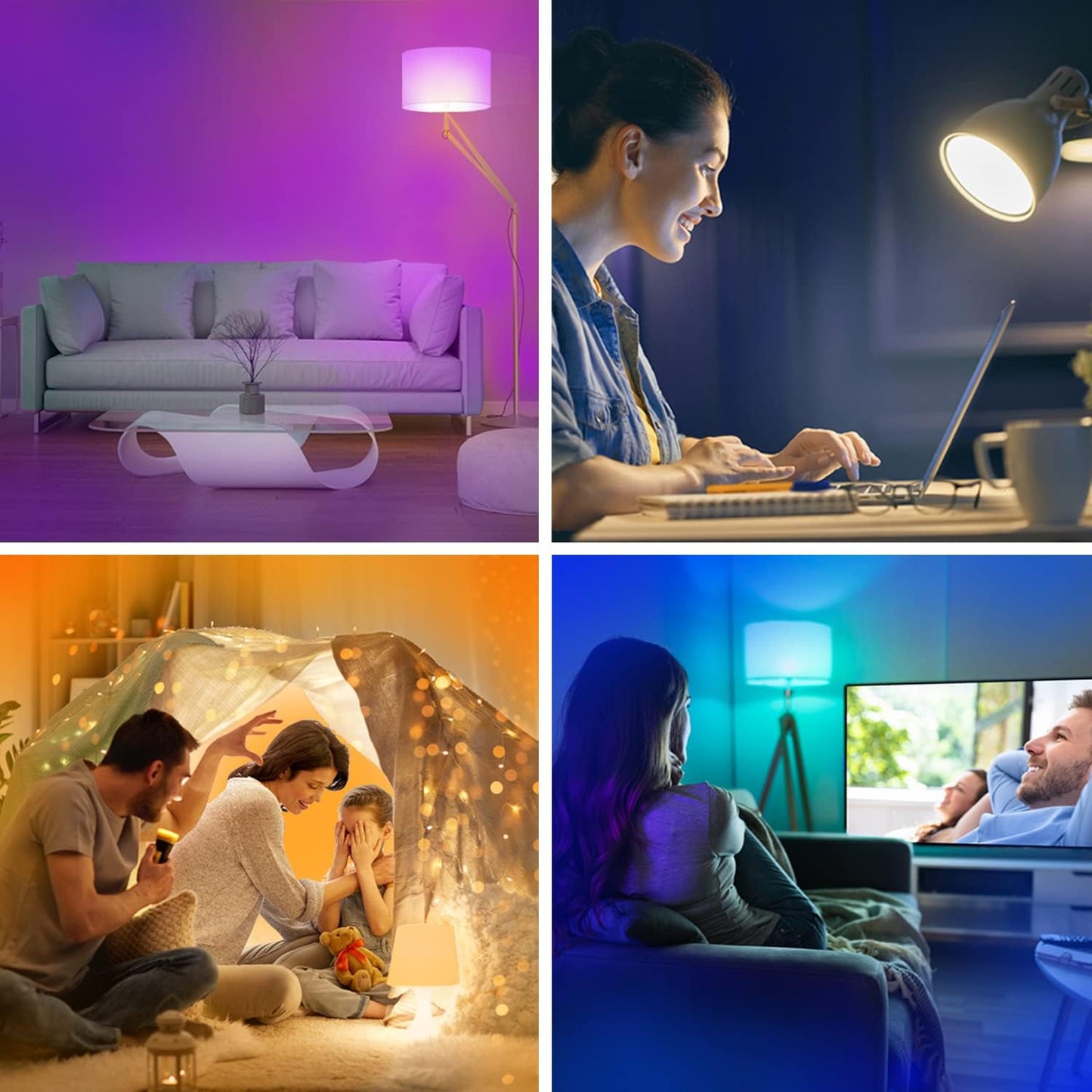 Smart Light Bulbs 4Bulbs,Bluetooth Light Bulbs No Hub Required, RGB Color Changing led Light Bulbs with APP Control 60W Equivalent 800LM Led Light Bulb for Bedroom A19 E26