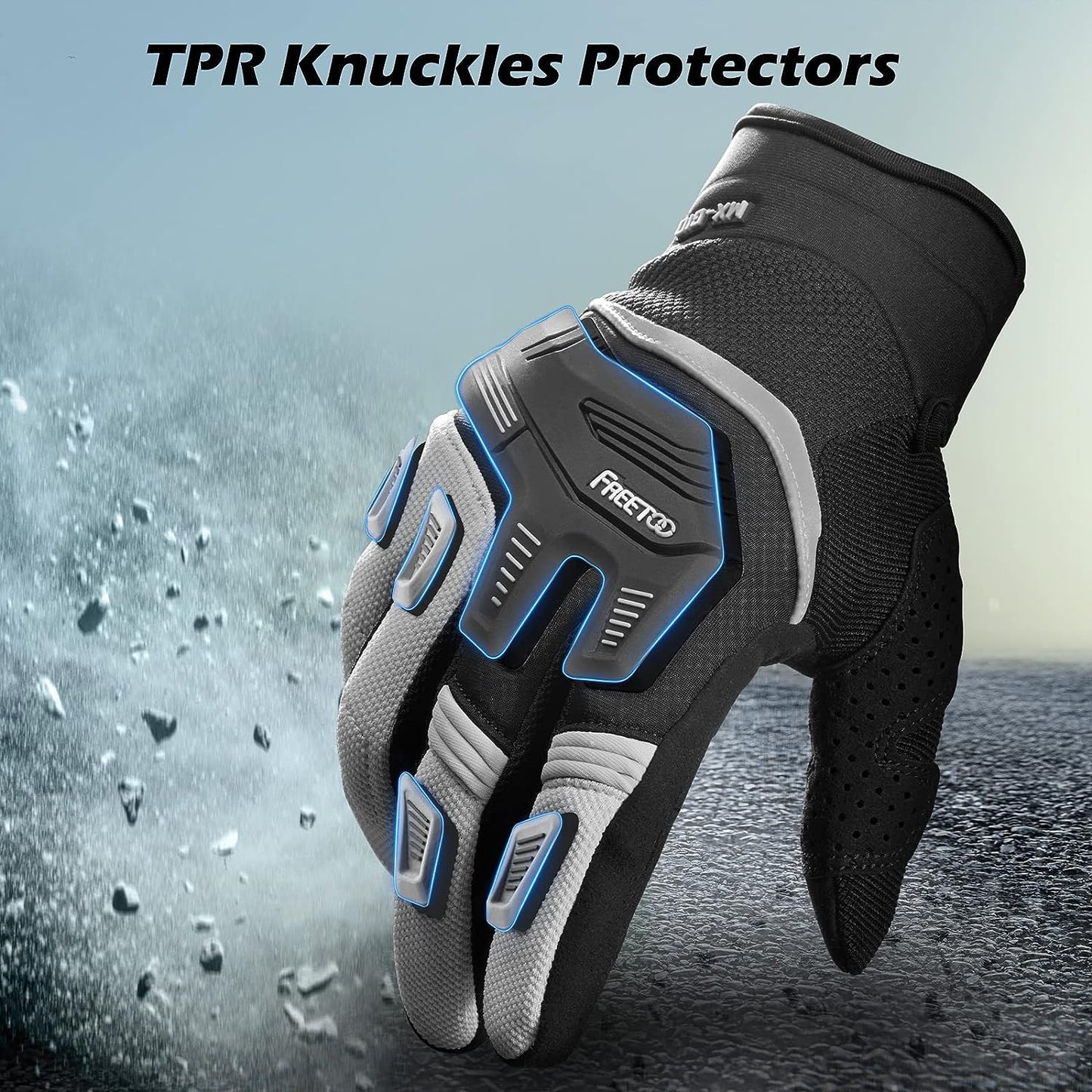 Dirt Bike Gloves 2022, Mountain Bike Gloves with Knuckle Protection Optimal Airflow MTB Gloves, Anti-Slip Motocross Motorcycle Riding Gloves for Sim Racing ATV BMX MX Touchscreen Compatible