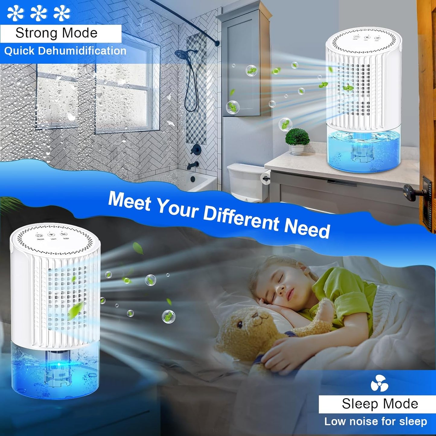 Dehumidifiers for Home - 35oz Bathroom Dehumidifier Portable Small Dehumidifier with Auto Defrost Function,2 Working Modes,Smart Auto-Off,Ultra Quiet for Bedroom,Basement,Room,Wardrobe,Kitchen - White