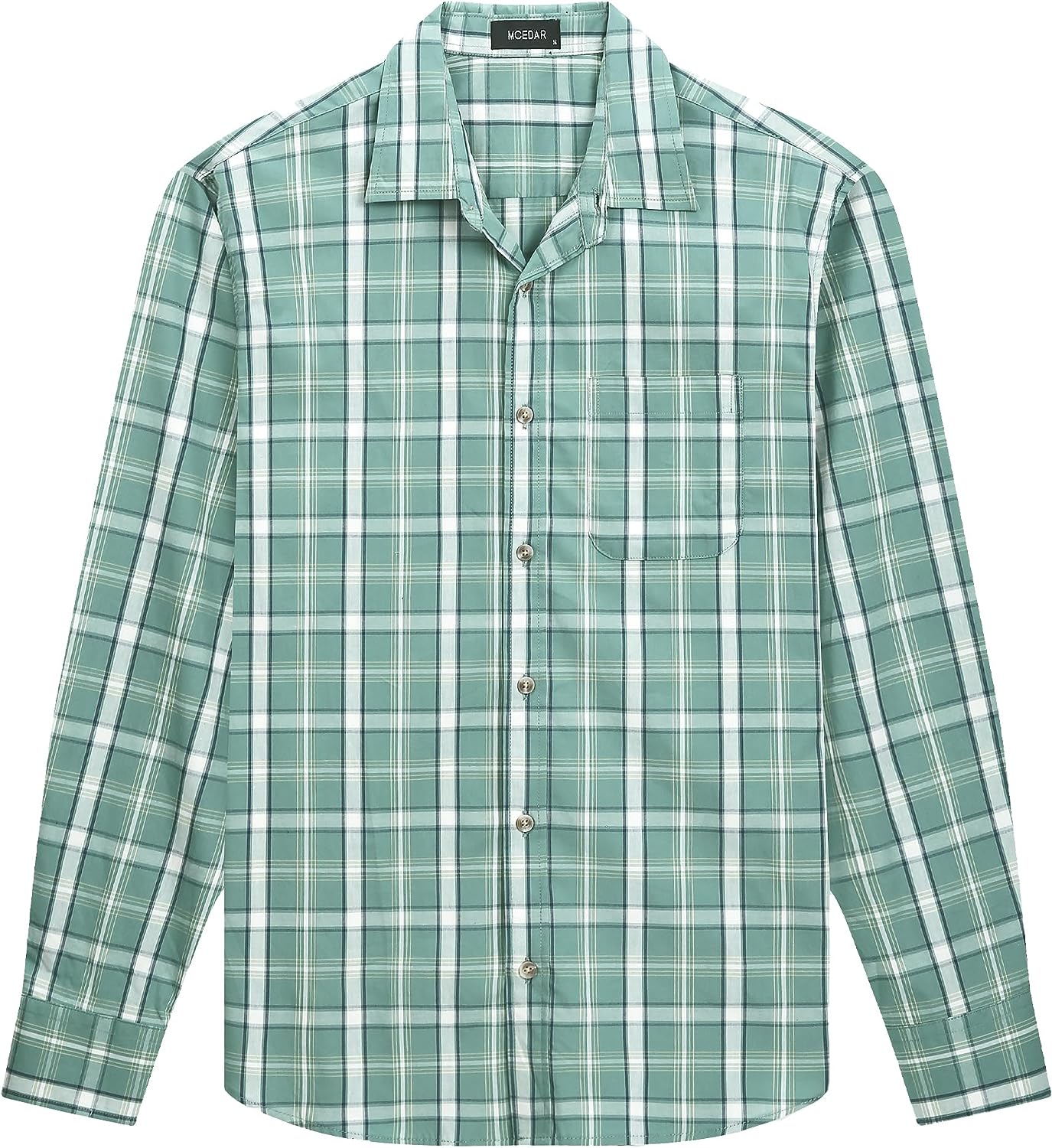Regular Fit Casual Plaid Shirt for Men Cotton Long Sleeve Button Down Checked Shirts with Pocket