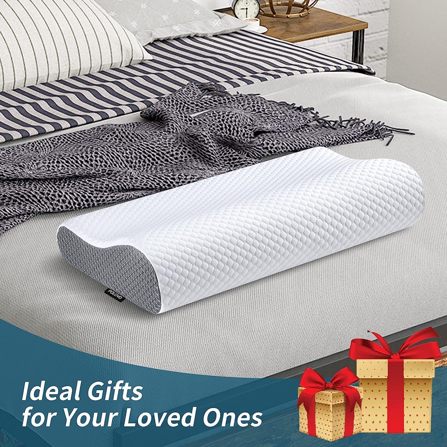 Memory Foam Pillows Neck Pillow for Sleeping Ergonomic Pillow Contour Cervical Pillow Neck Support Bed Pillow for Side Back Sleeper, Orthopedic Pillow for Neck Pain Relief