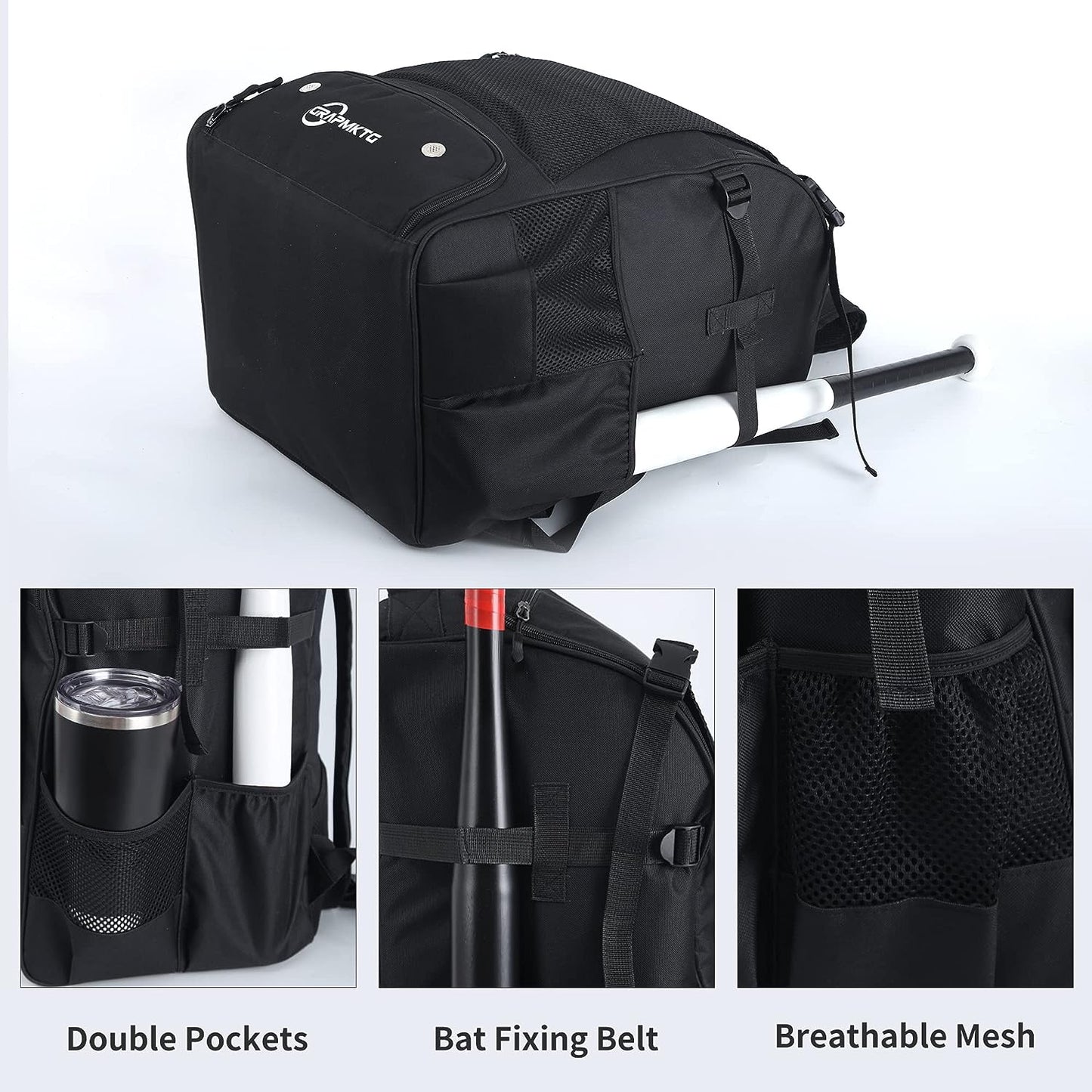 GRAPMKTG Baseball Softball Bag X-Large Soccer Bag for Youth Boys Girls and Men Women Basketball Backpack for Adult Kid