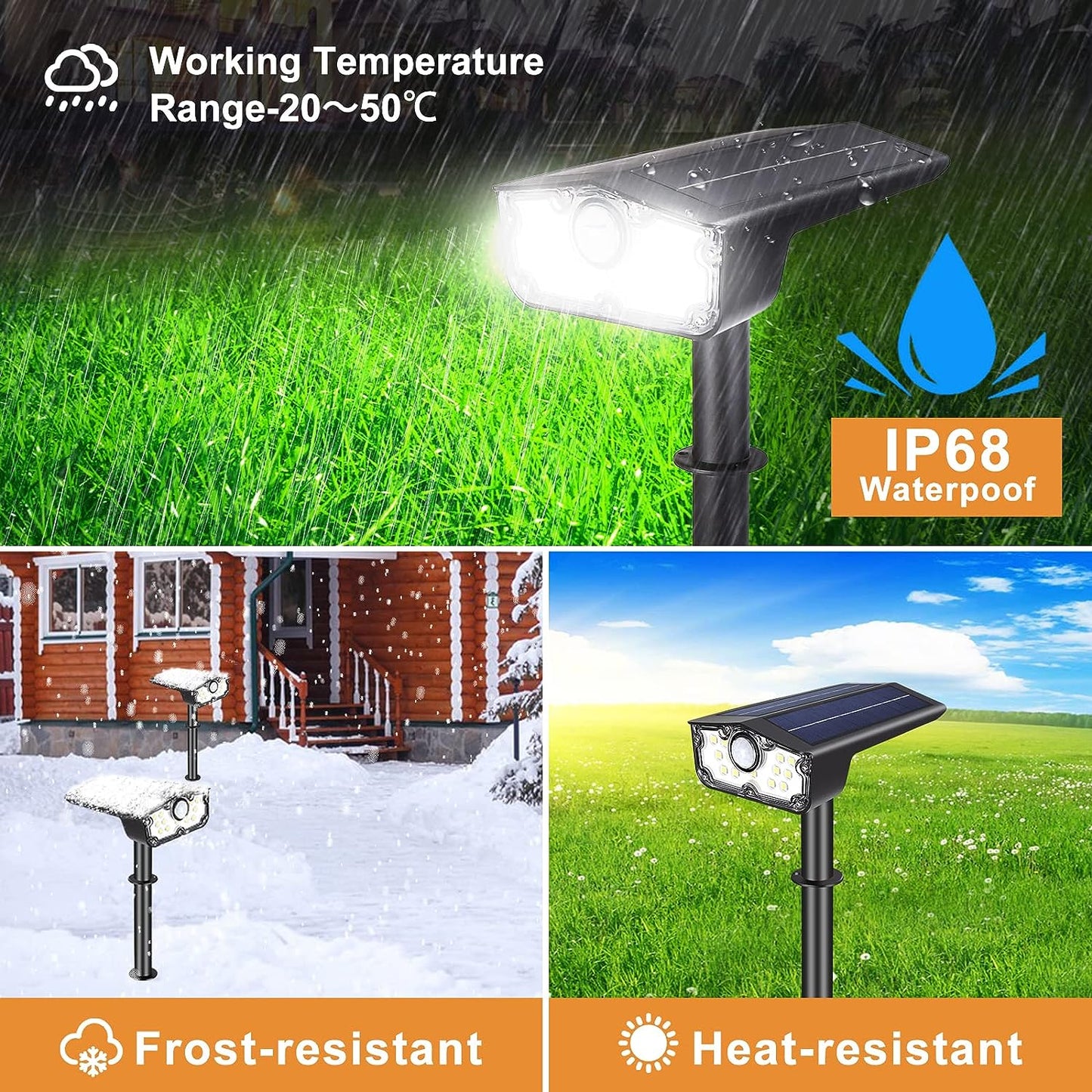 Solar Spot Lights Outdoor Motion Sensor, Bright LED Motion Sensor Outdoor Lights, IP68 Waterpoof Solar Landscape lights, 3 Lighting Mode 2-in-1 Garden Lights for Yard Driveway Walkway Wall(2 Pack)