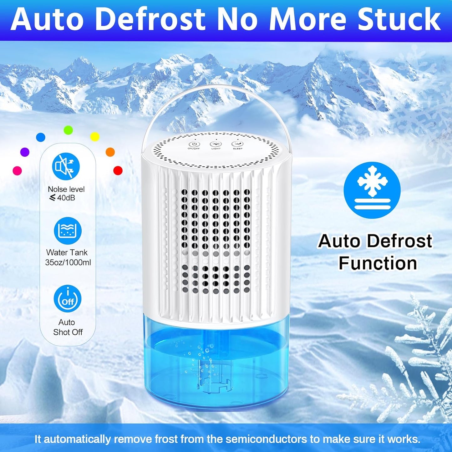 Dehumidifiers for Home - 35oz Bathroom Dehumidifier Portable Small Dehumidifier with Auto Defrost Function,2 Working Modes,Smart Auto-Off,Ultra Quiet for Bedroom,Basement,Room,Wardrobe,Kitchen - White