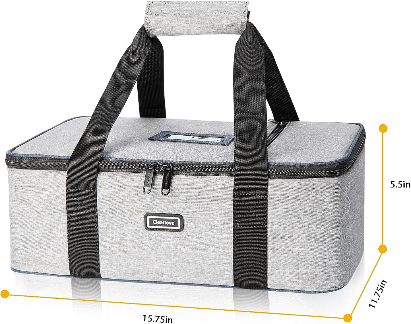 Isulated Lunch bag Insulated Casserole Carrier for Picnic Potluck Beach Day Trip Camping Hiking Cooler Bag Gray Tote