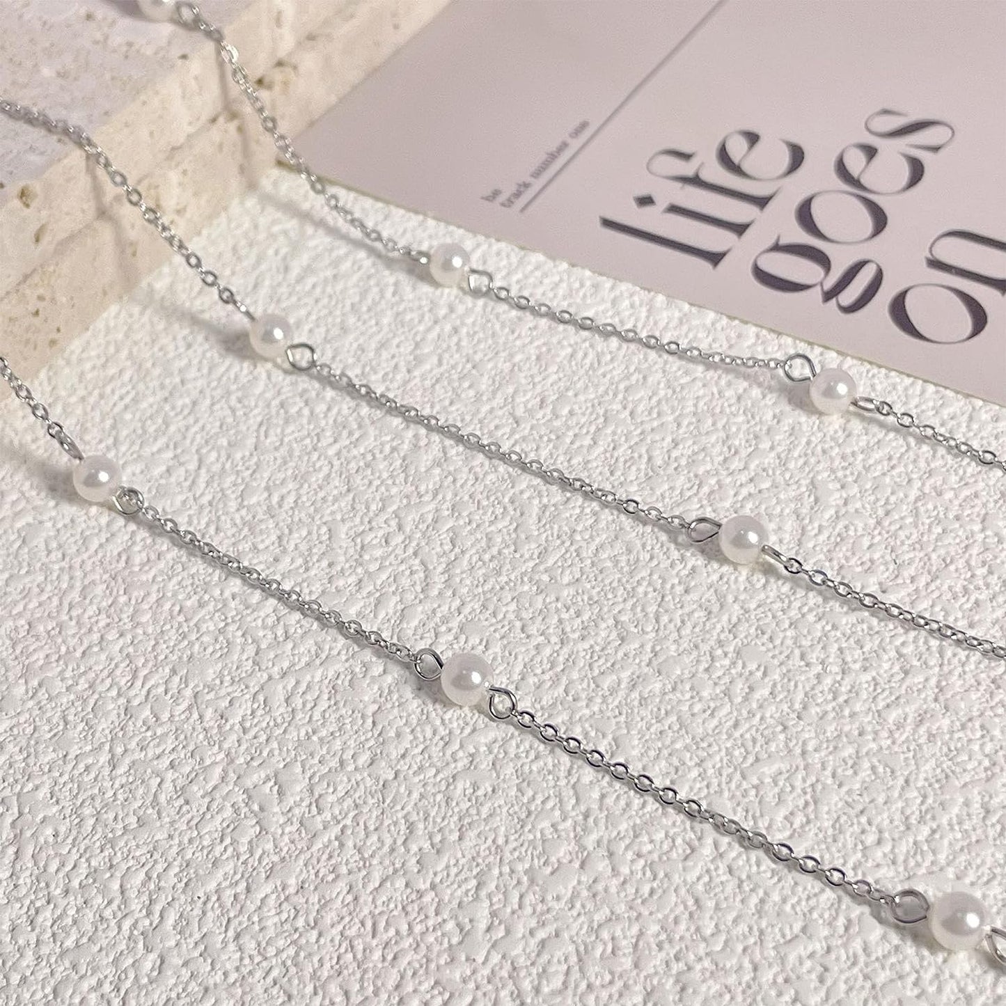 Pearl Necklace Women Dainty Pearl Choker Single Pearl Pendant Pearl Strand Necklaces 18K Gold Filled Non Tarnish Simple Gold Jewelry for Women