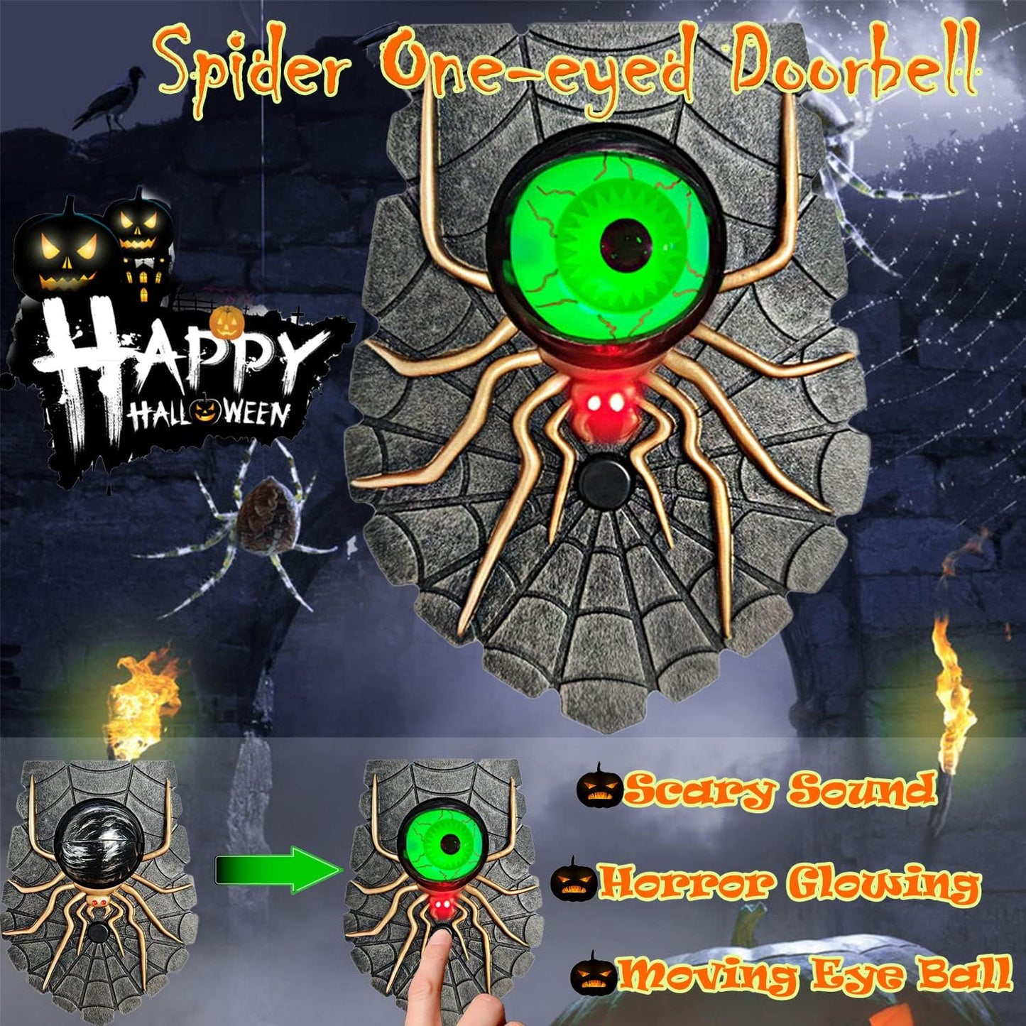 Halloween Decorations Scary Rolling Eyeball Hocus Pocus Halloween Decor Outdoor/Indoor with Spooky Sounds,Haunted House Halloween Party Prop Decoration