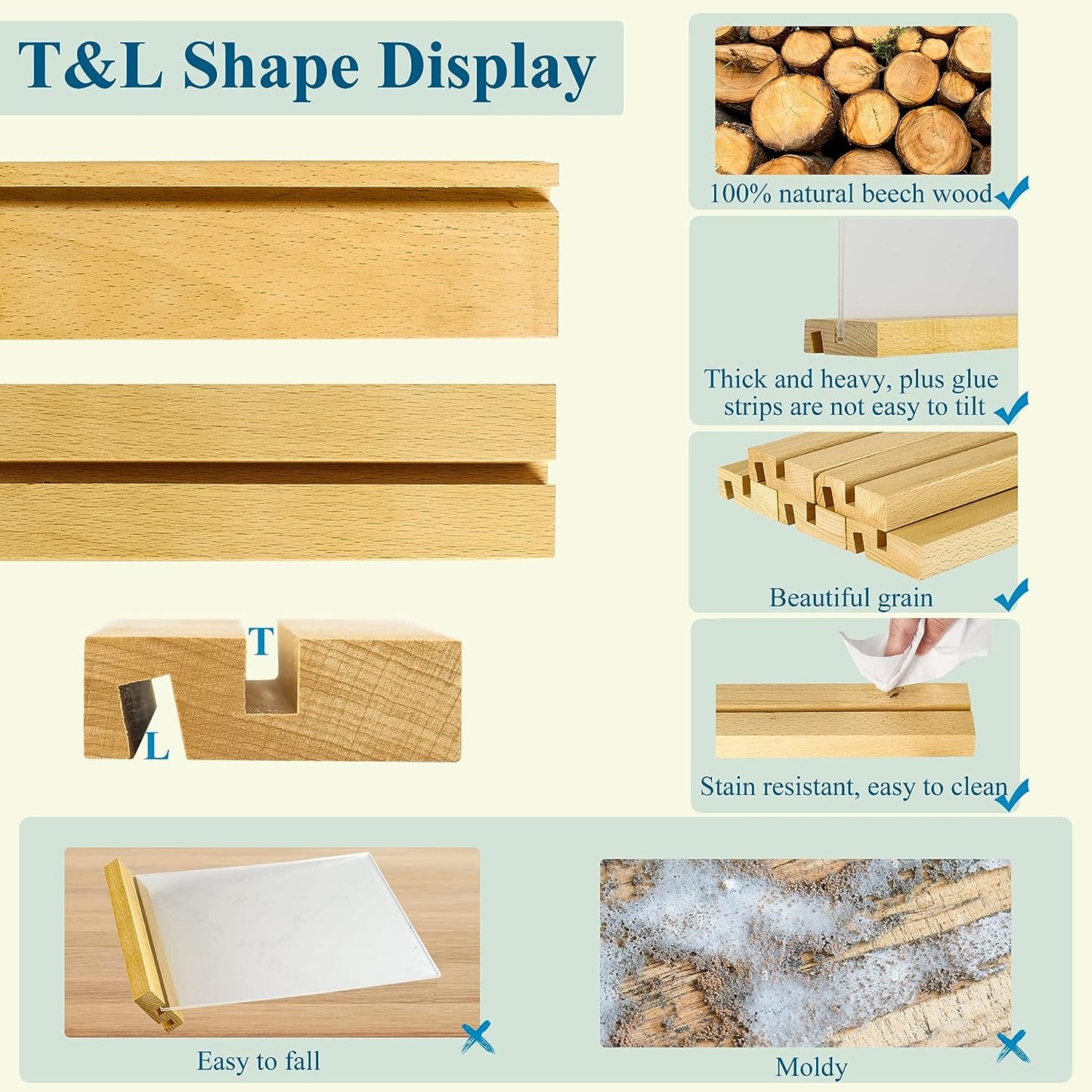 Upgrade Acrylic Sign Holder 8.5x11 Inch Clear Plastic Stand Sign Holder T & L Shape Paper Display Table Wood Stand for Restaurant, Office, Exhibition, Store (3 Pack)
