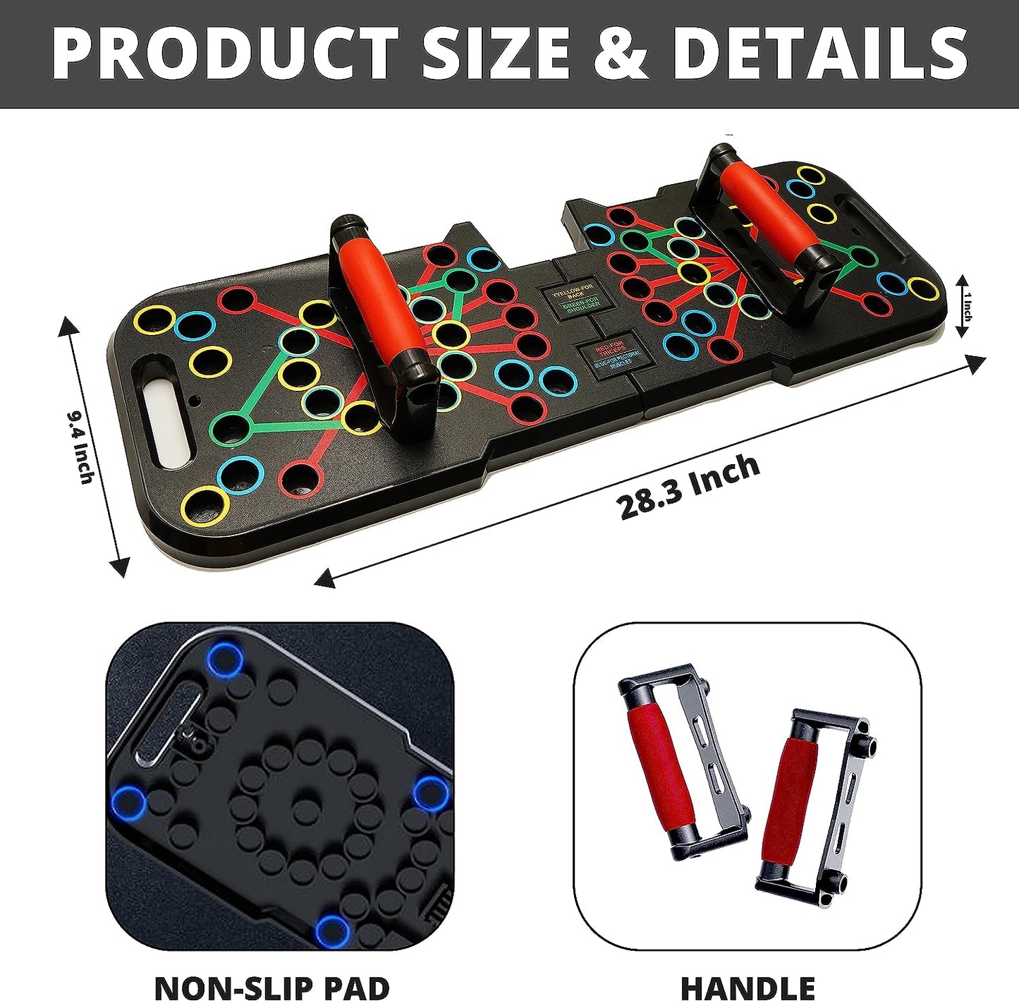 Push Up Board For Men & Women – 60 in 1 Foldable Pushup Board For Home Gym & Office - 60+ Color Code With Multi-Functional Home Workout Equipment - AB Roller, Hand Grip, Jumping Rope - ACTIVE APEX