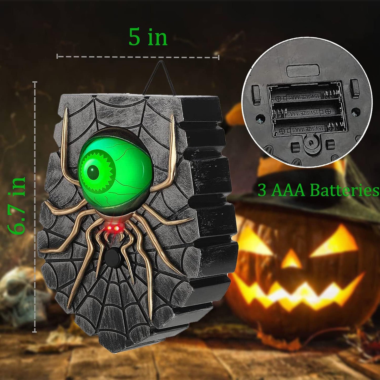 Halloween Decorations Scary Rolling Eyeball Hocus Pocus Halloween Decor Outdoor/Indoor with Spooky Sounds,Haunted House Halloween Party Prop Decoration