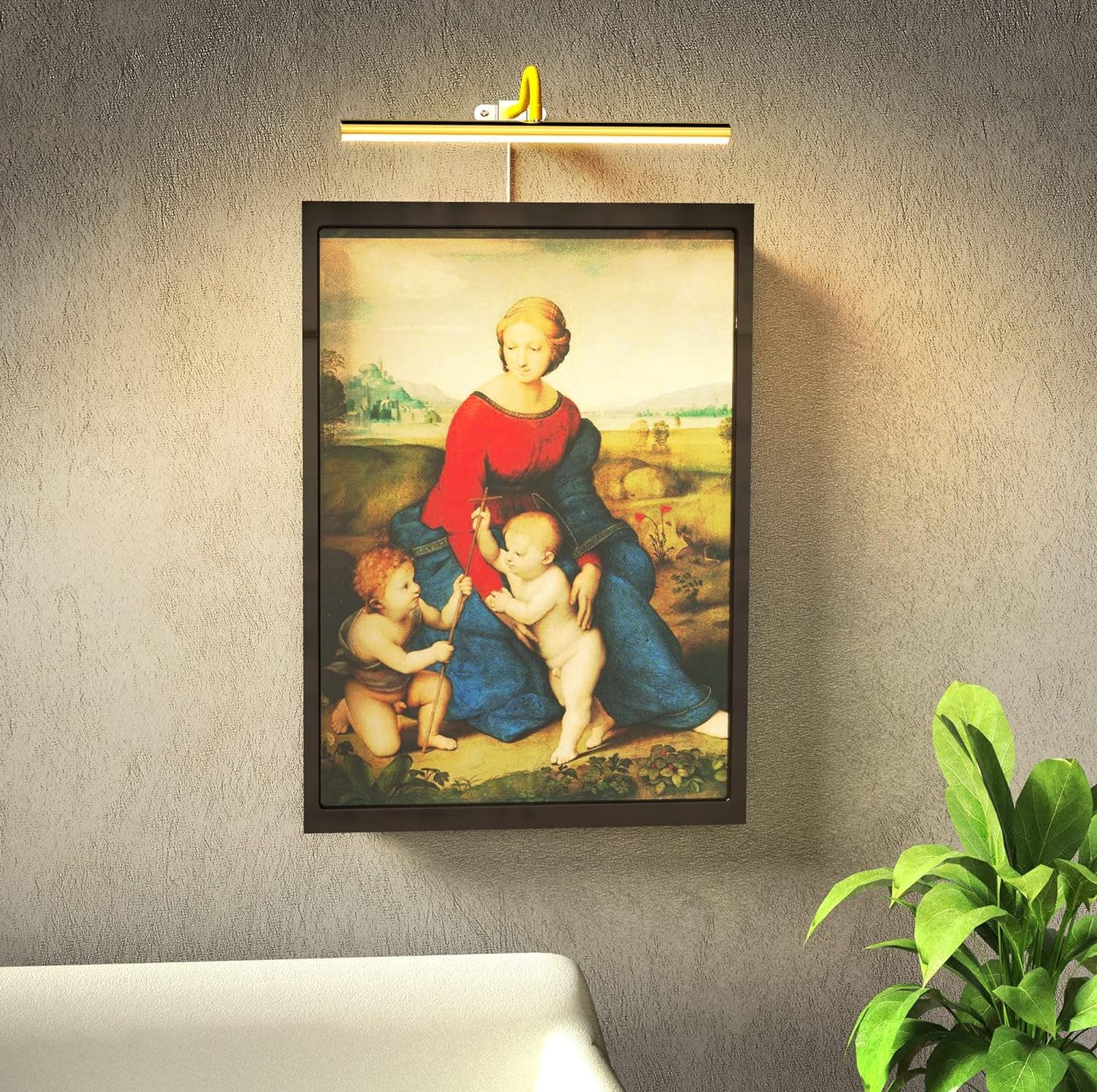 Picture Light, Metal Art Lamp with 3 Lighting Modes,10W LED16.6inch Dimmable Dartboard Light,9.9ft Length USB Cable Power Supply(Adapter Plug Included),Gooseneck Arm at Any Angle (Gold)