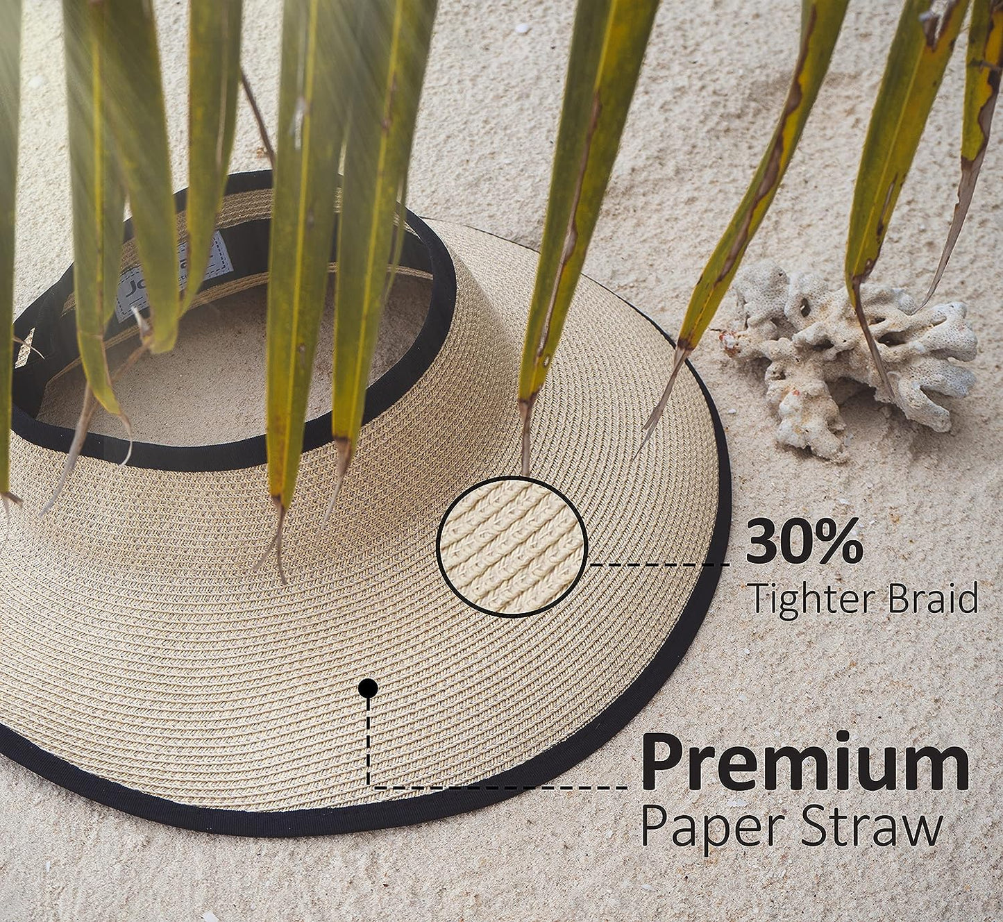 Sun Visor Hats for Women, Women's Summer Ponytail Foldable Straw Beach Hat with UPF 50+