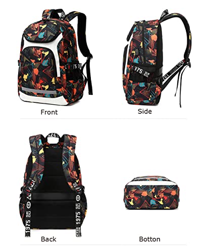 American Football Player 26 Multifunction Rugby Backpack Travel Laptop Daypack Night Reflective Strip Fans Bag (R - Pattern 3)
